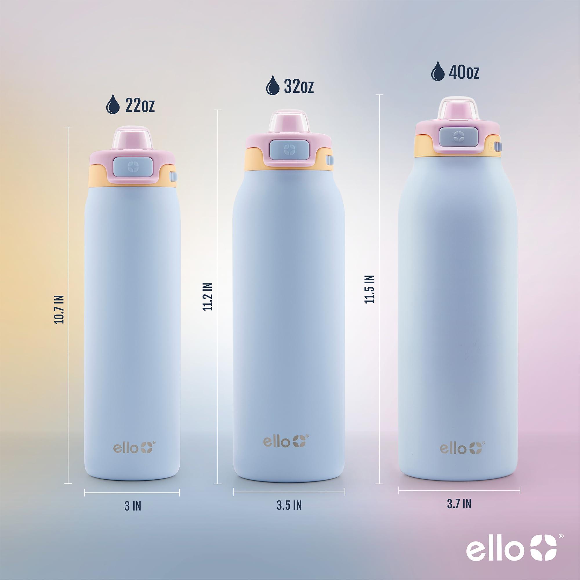 Ello Pop & Fill Stainless Steel Water Bottle with Quick Fill Technology, Double Walled Vacuum Insulated Metal, Leak Proof Locking Lid, Sip & Chug, BPA Free, Holiday Gift for Him Her, 22oz, 32oz, 40oz - Image 6