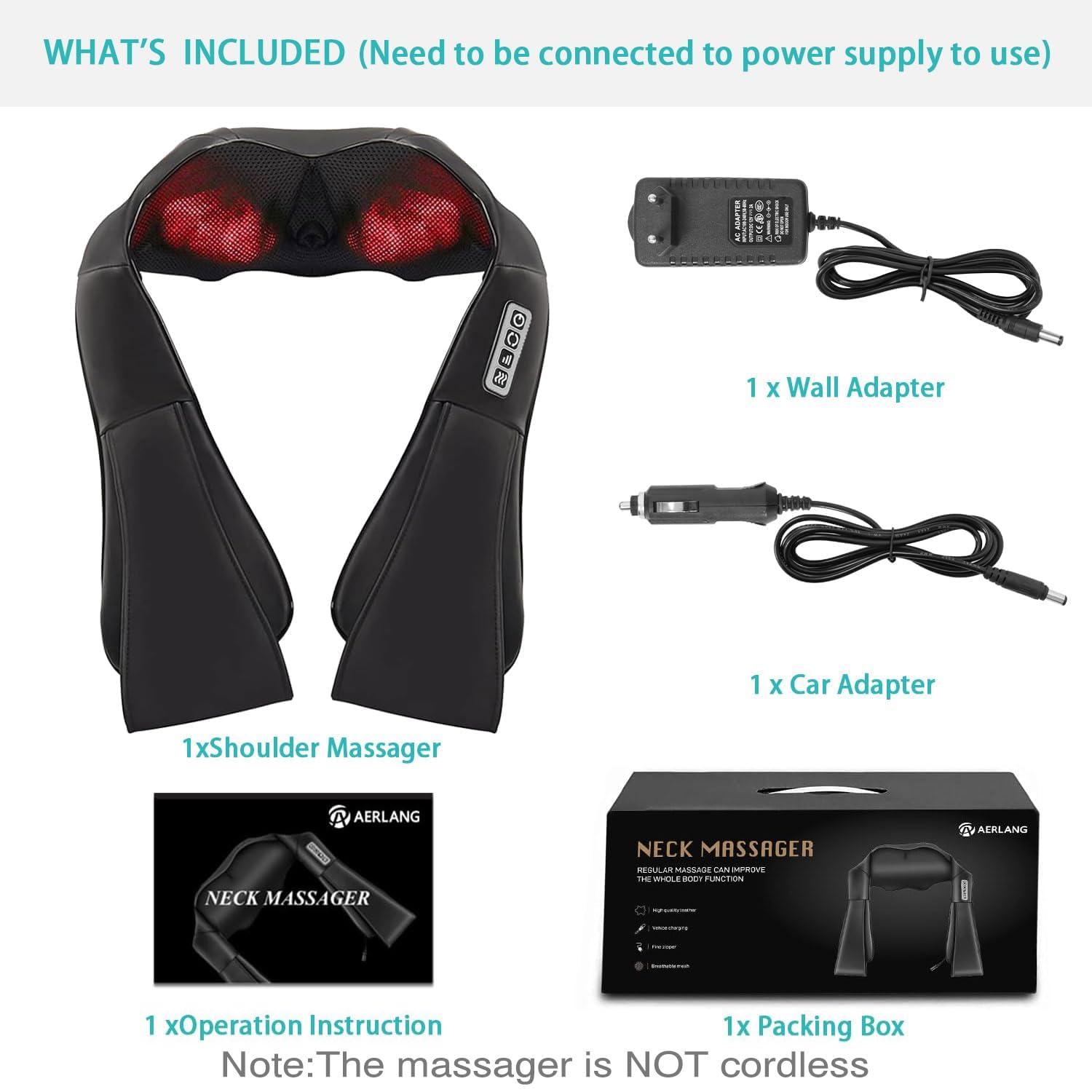AERLANG Shiatsu Back and Neck Massager, Back Massager Deep Tissue Kneading Neck and Shoulder Massage with Heat, Electric Massage Pillow Fathers Day Gift Ideas from Daughter Son(NOT Cordless) - Image 6
