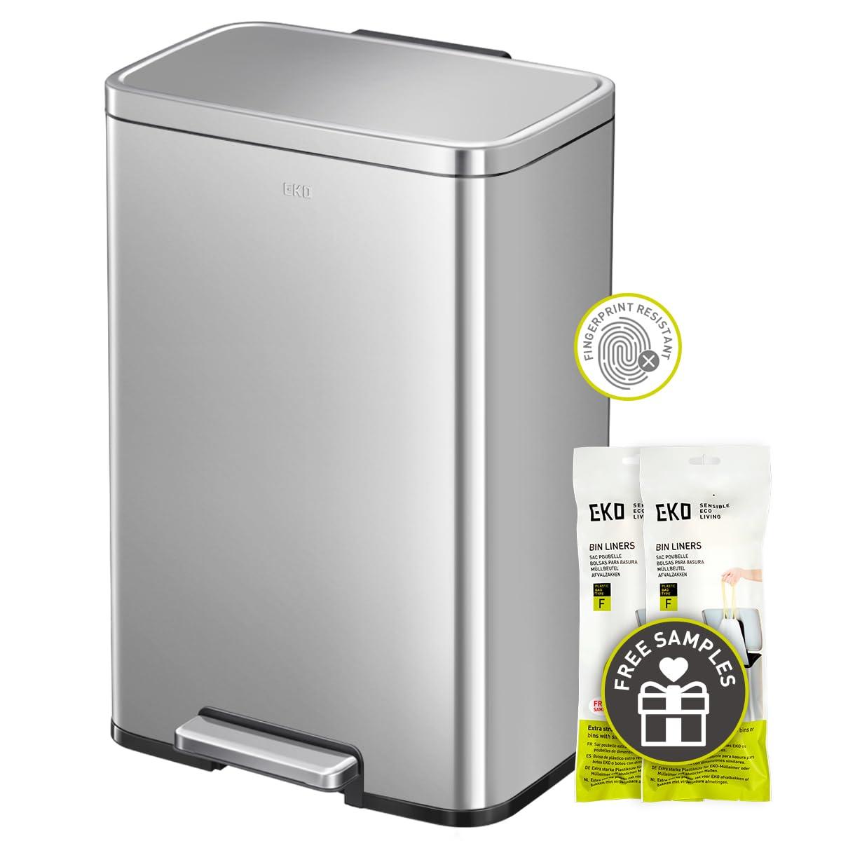 EKO Madison Matte Stainless 50 Liter/13.2 Gallon Step Trash Can with Inner Liner & Odor Filter Refills for Trash Can and Compost Bin, Activated Charcoal Deodorizer - Image 2