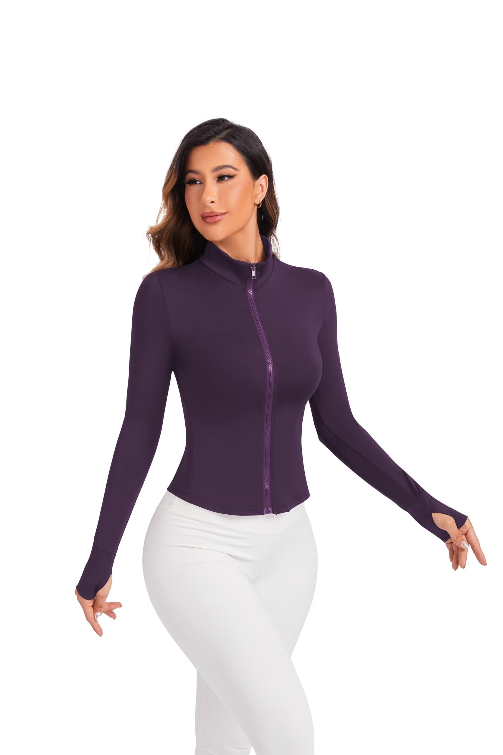 LALA BIRDS Women's Workout Zip Up Jacket, Cropped Running Athletic Jackets Slim Fit Gym Tops with Thumb Holes - Image 3