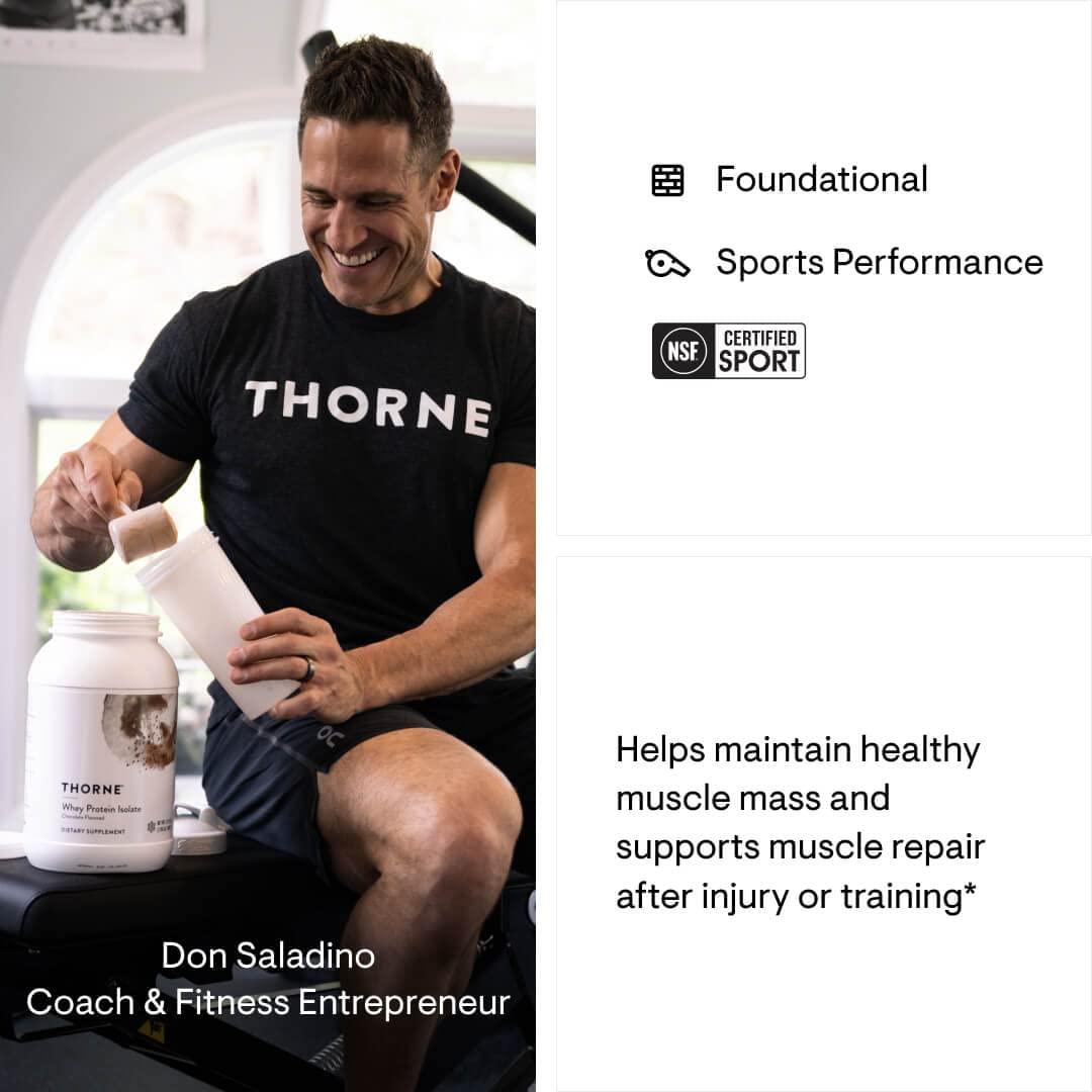THORNE - Whey Protein Isolate - 21 Grams of Easy-to-Digest Whey Protein Powder - NSF Certified for Sport - Chocolate - 31.9 Ounces - 30 Servings - Image 5
