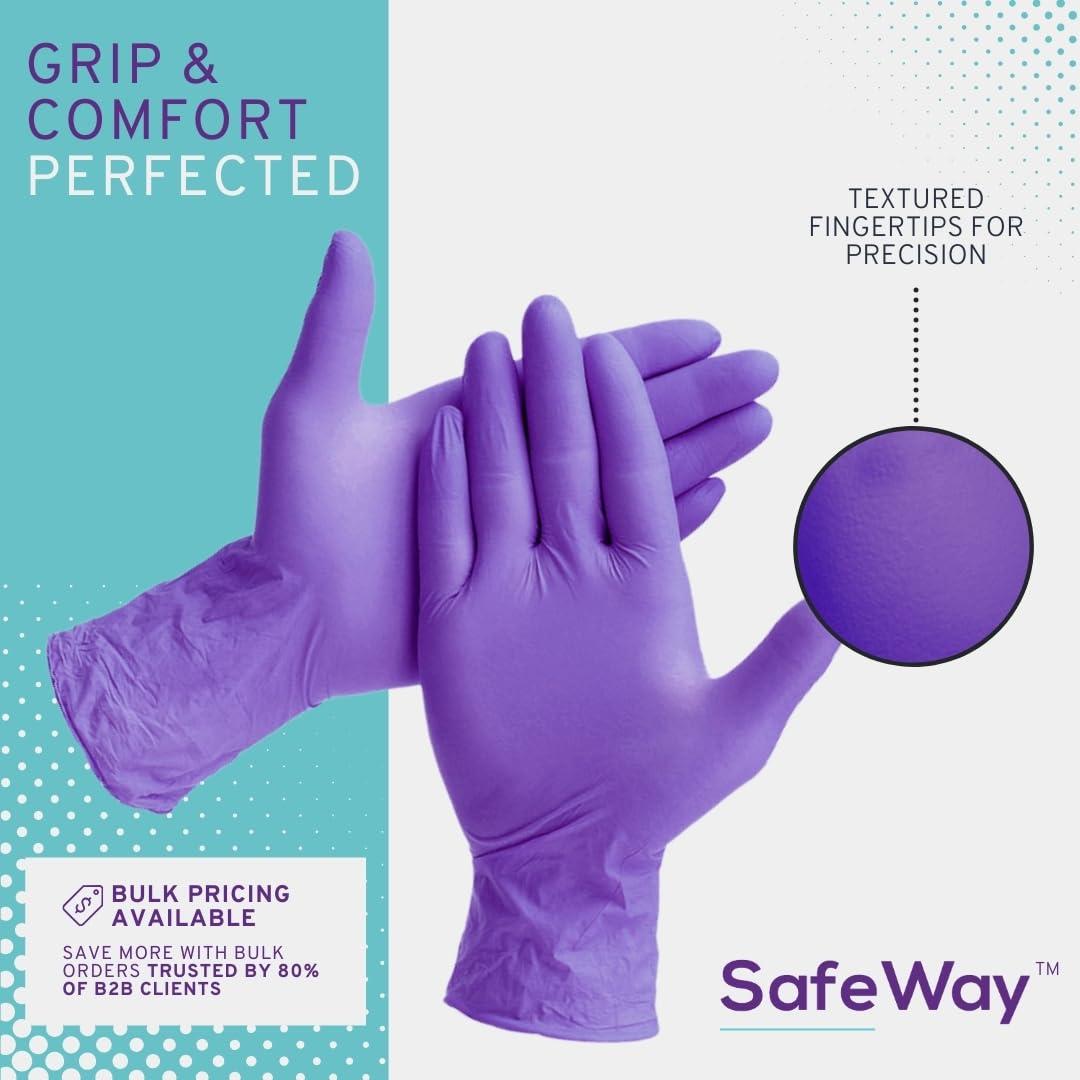 SAFEWAY Nitrile Gloves, 2000 Ct, Large, Powder-Free, Latex-Free, All-Purpose, Professional Disposable Gloves with Textured Fingertips for Medical Use, Food Prep, Cleaning, Tattoo & More - Image 2