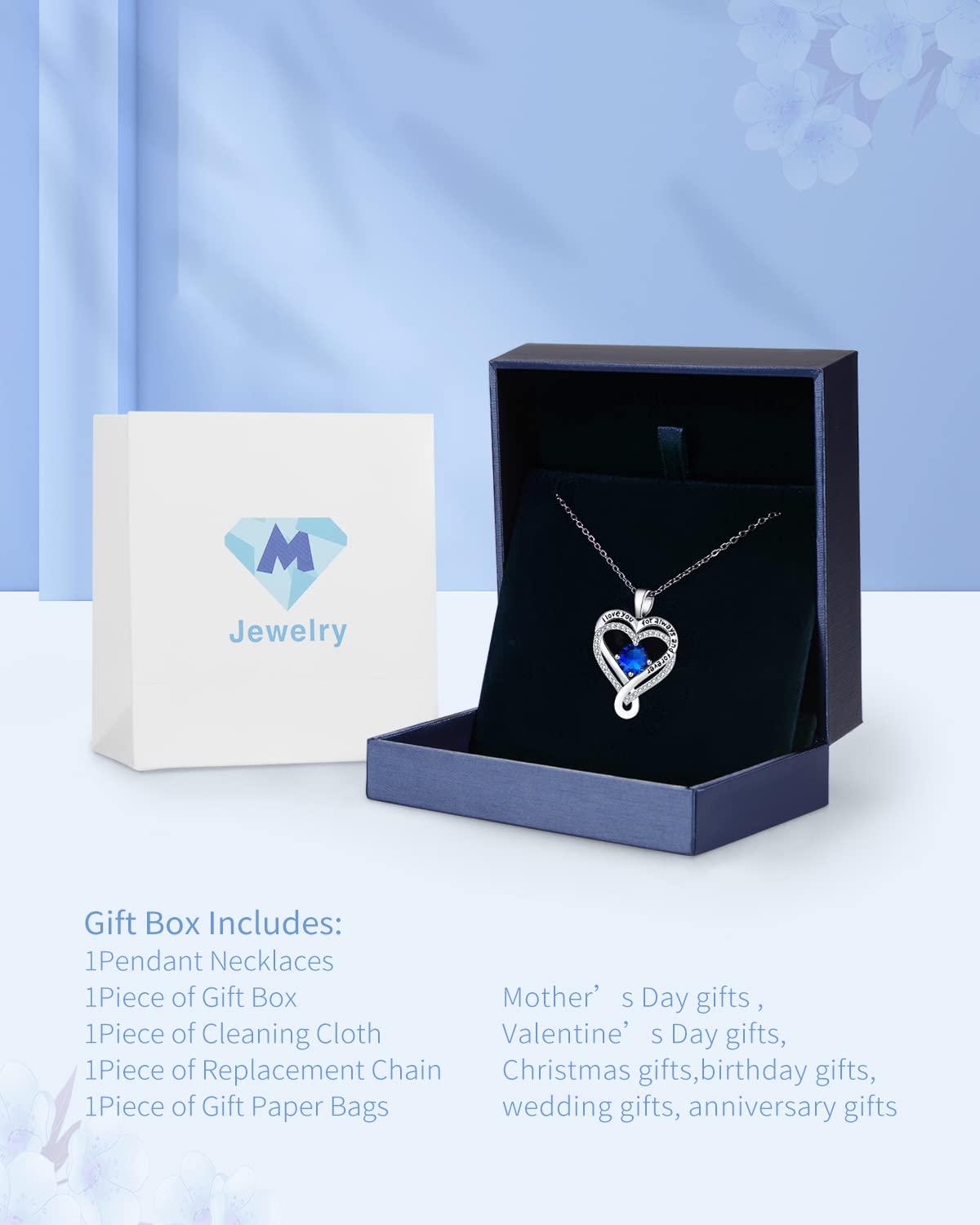 Jewelry for Women Wife Infinity Heart Birthstone I Love You Necklace S925 Anniversary Women Necklaces for Her Wife Birthday Gift Ideas, Birthday Present for Girlfriend Mom Daughter Sterling Silver - Image 5