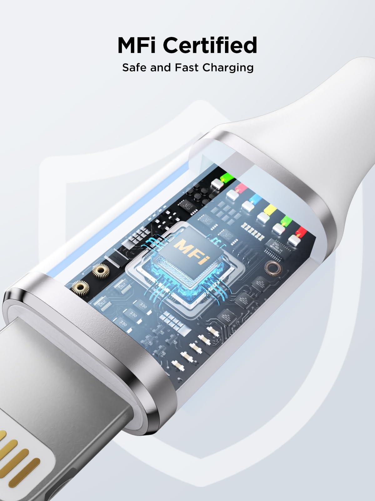iPhone Charger [Apple MFi Certified] 6FT iPhone Charger Cord Fast Charging USB to Lightning Cable Braided USB Phone Cable Cord Compatible with iPhone 14 13 12 11 Pro Max XR XS X 8 7 6 Plus SE, iPad - Image 2