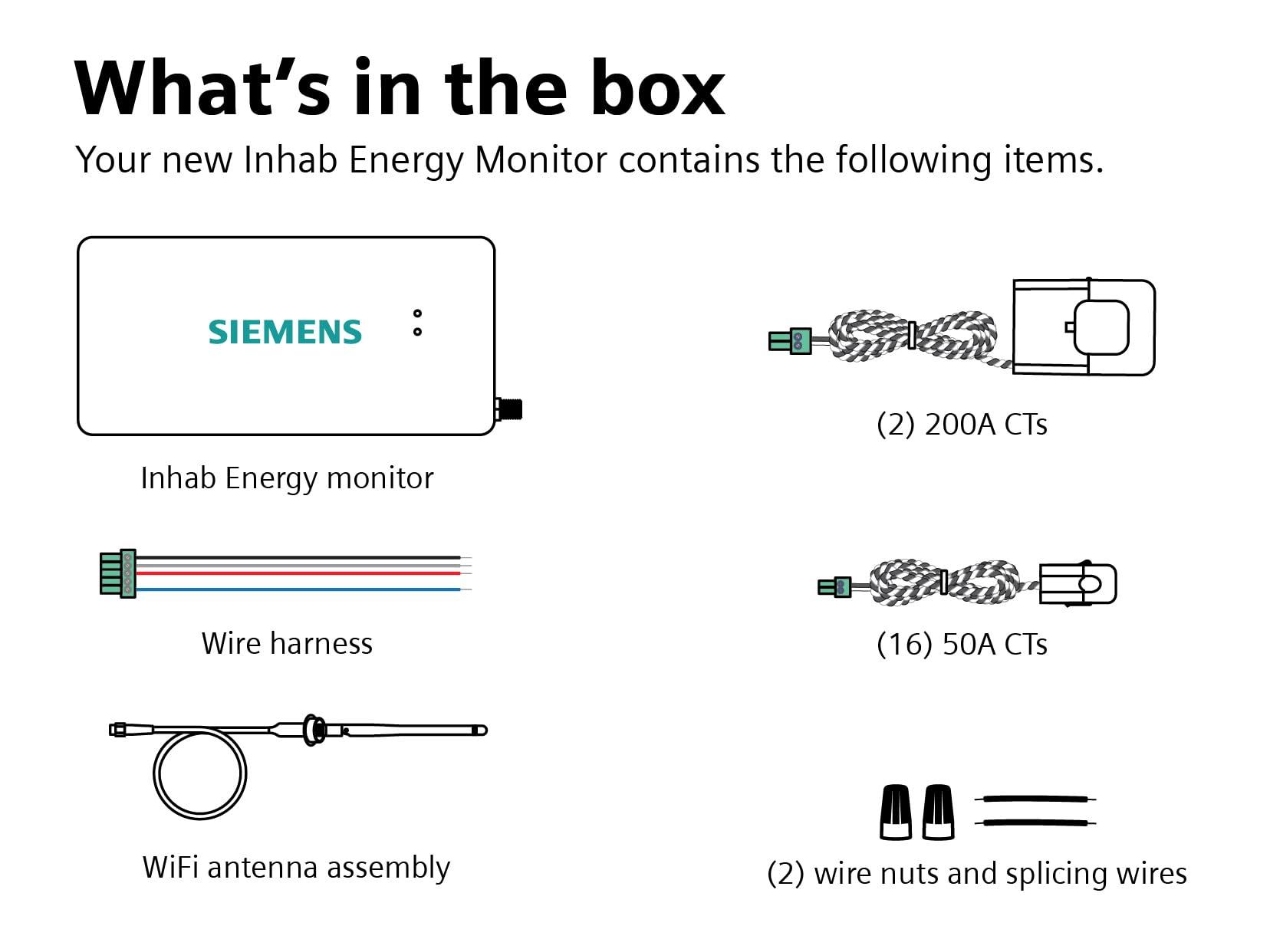 SIEMENS Inhab Smart Home Energy Monitor with 16-50Amp Circuit Level Sensors and 2-200Amp Main Sensors for Real Time Electricity Monitoring and Metering - Image 5
