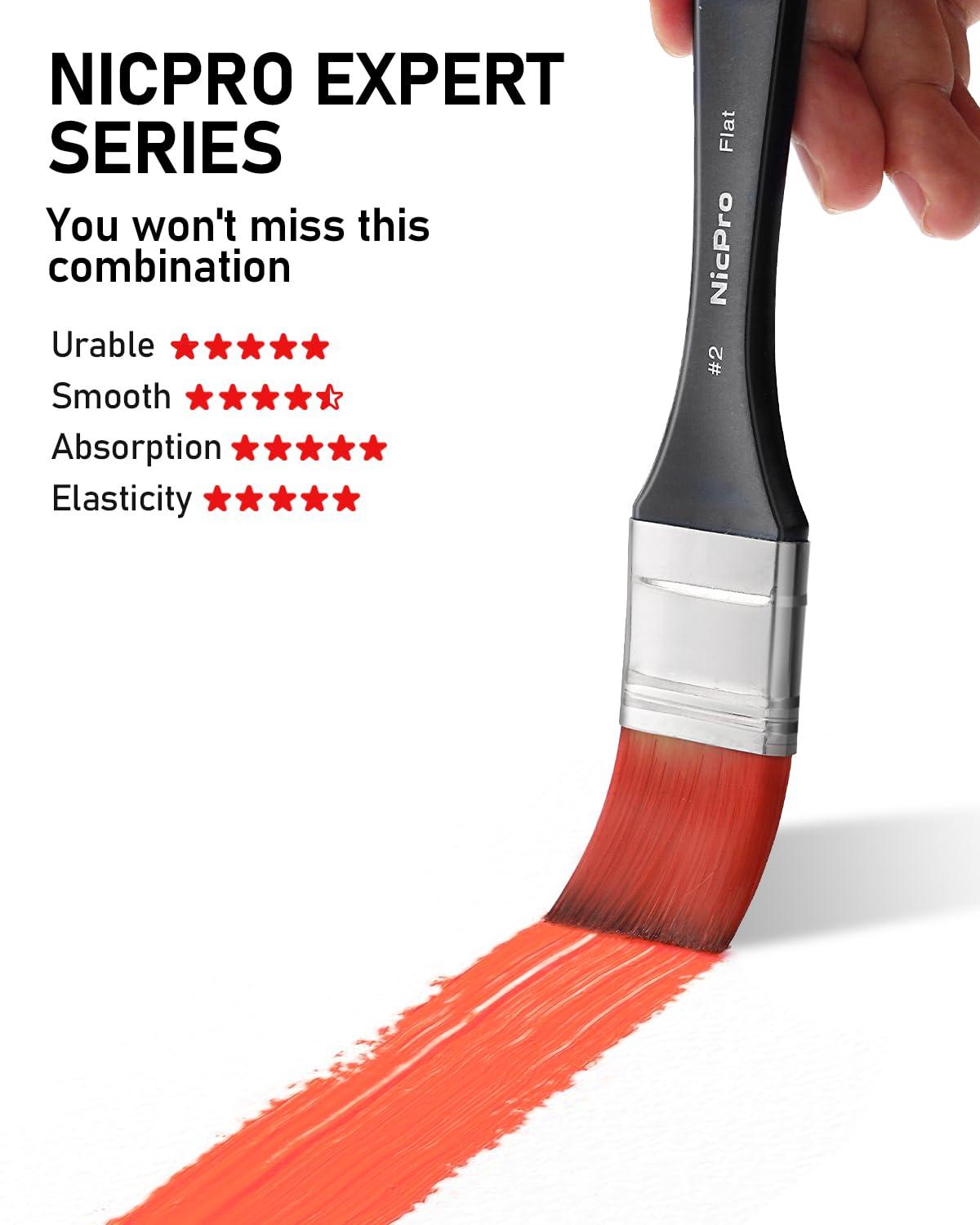 Nicpro 26pcs Paint Brush Set, Professional Paintbrushes with Palette Knife, Craft Paint Brushes for Acrylic Painting, Oil, Watercolor, Gouache & Canvas, Drawing & Art Supplies for Adults, Kids Artists - Image 3