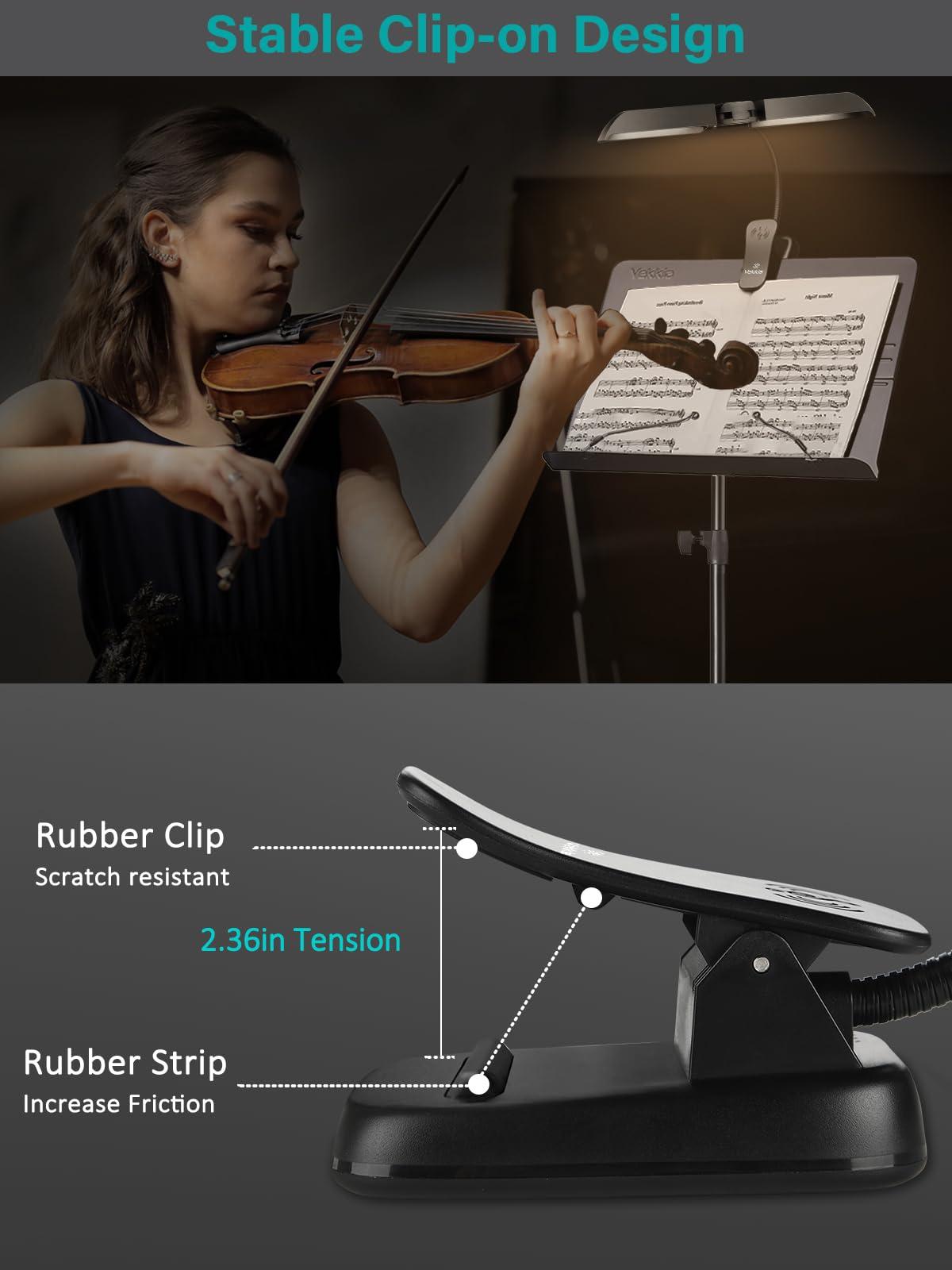 Vekkia 64 Led Rechargeable Music Stand Light - Folding Clip On Piano Lamp, Portable Professional with 5 Brightness×3 Color Temperature for Grand Piano and Book Reading - Image 4