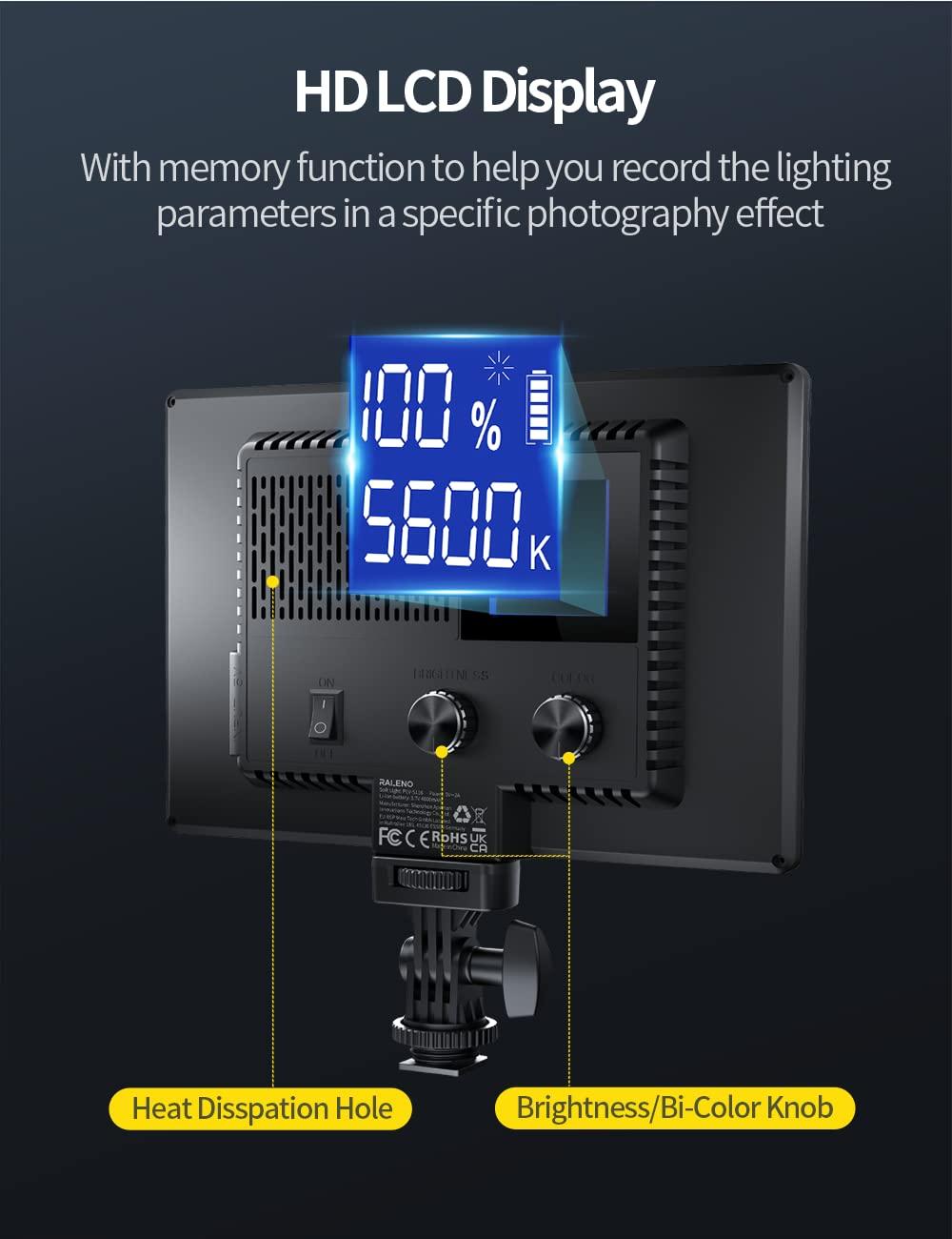 RALENO LED Video Light, Camera Light for Pictures Video Recording with 4000mAh Battery Support Type-C USB Power Supply, CRI>95 3200K-5600K Photo Lights for Outdoor Photography Live Streaming Zoom Call - Image 6