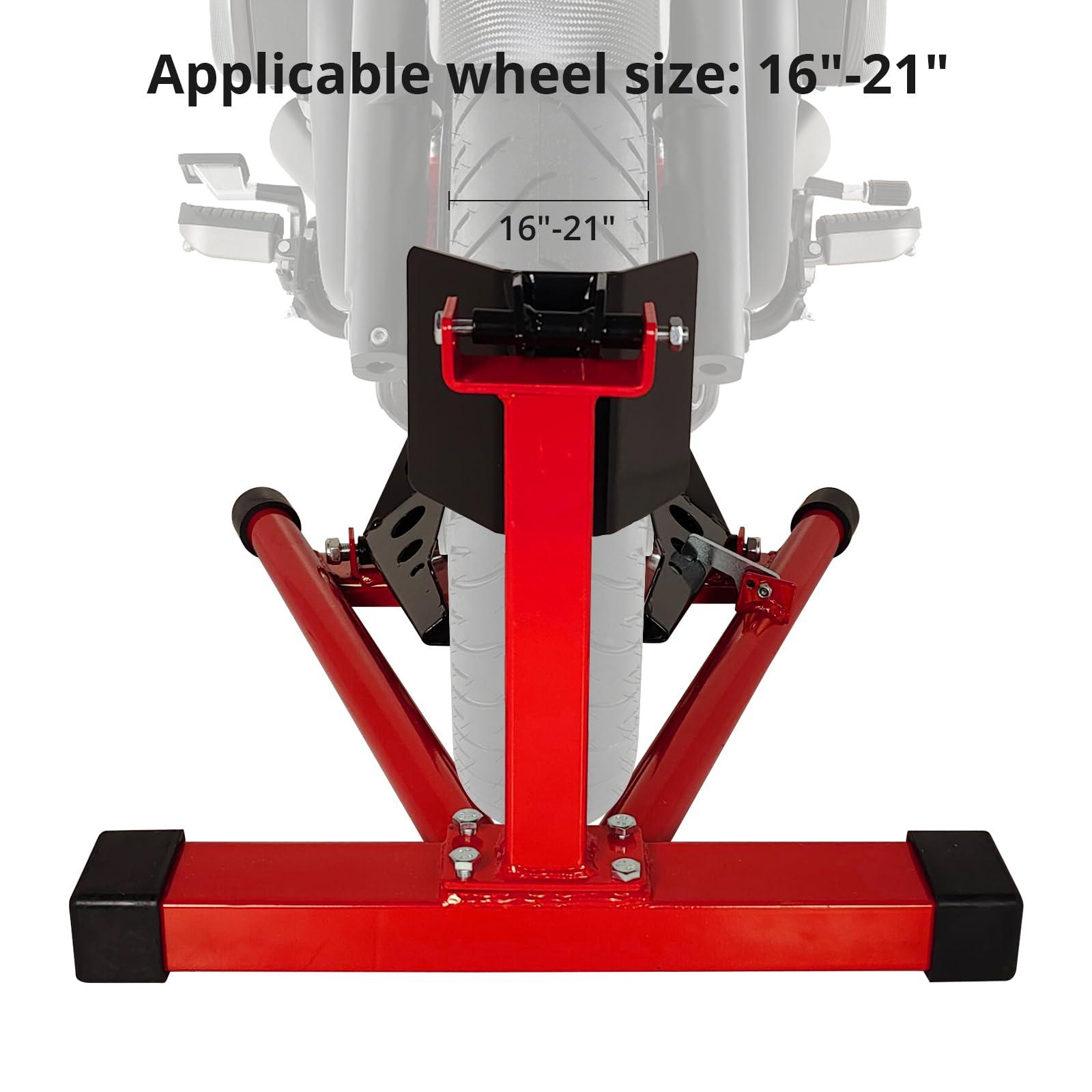 ClassyThreads Motorcycle Wheel Chock Stand, 1500 lbs Capacity Adjustable Motorcycle Wheel Chock for 16"-21" Tires, Heavy-Duty Steel Motorcycle Stand for Garage, Workshop, and Vehicle Transport - Image 3