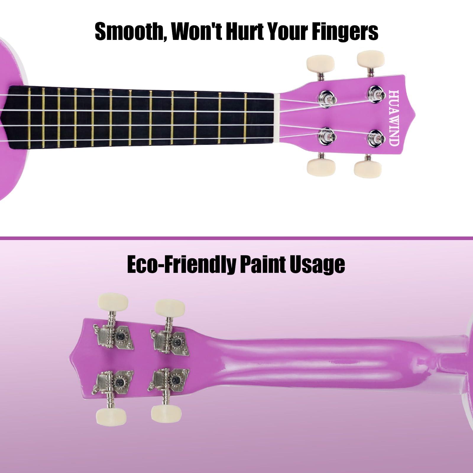 HUAWIND Ukulele, 21 inch Soprano Ukulele For Beginners, Hawaii Ukelele Four String Wood Uke for Starter (Violet) - Image 7
