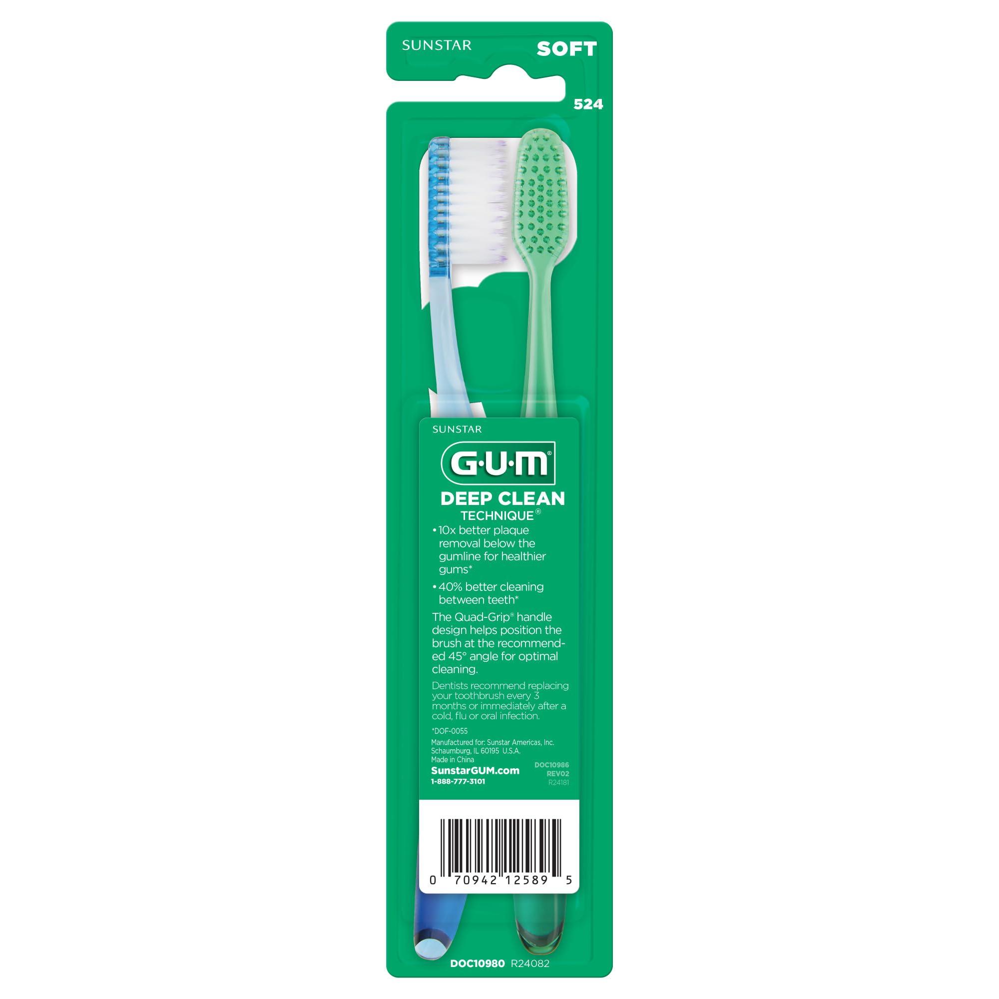 GUM Technique Deep Clean Toothbrush - Full Head - Soft Toothbrushes for Adults -Soft, Ultra Fine Tapered Bristles, Recommended by Dental Professionals, 2 Count - Image 10