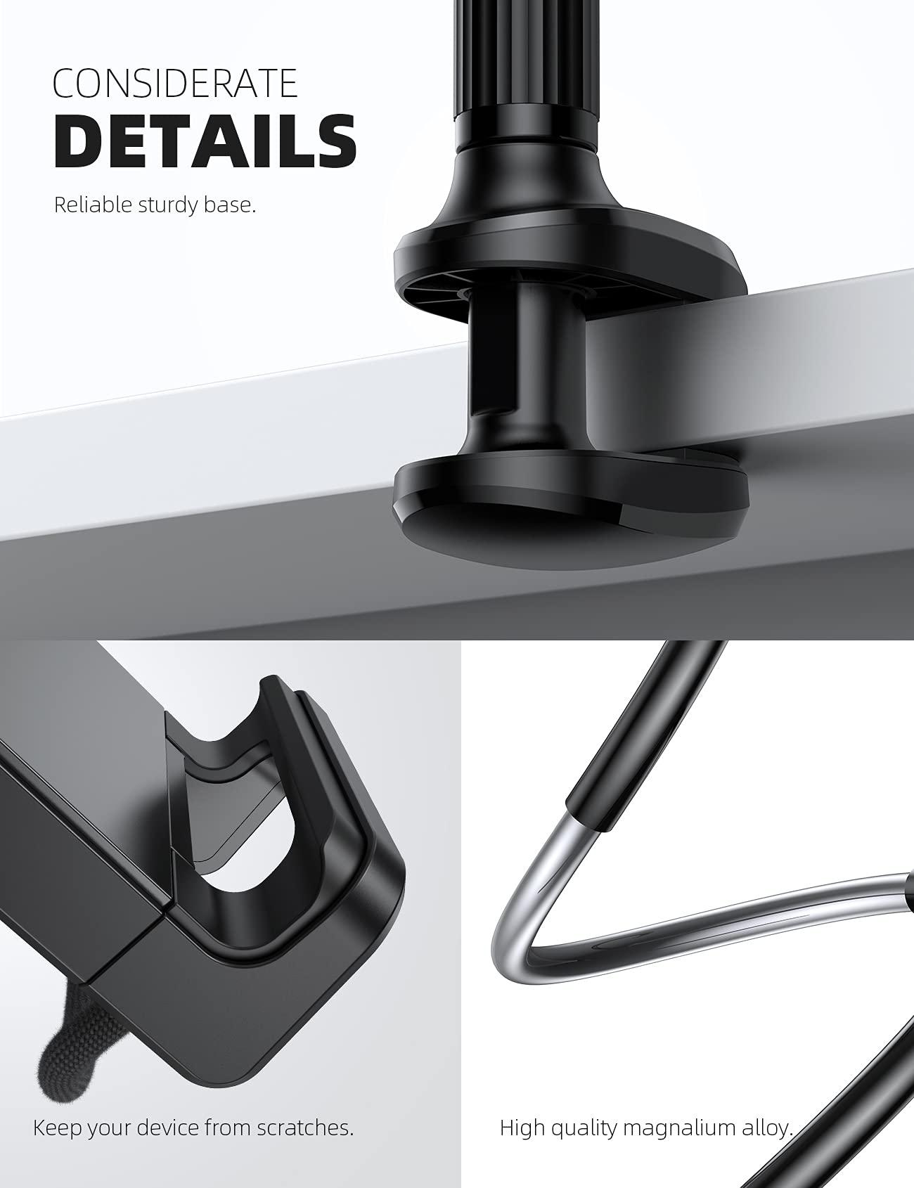 Lamicall Gooseneck Tablet Mount Holder for Bed - Flexible Tablet Arm Clamp for Bed Compatible with Pad Mini 7.9, Air 9.7, Pro 10.5, Kindle, Switch, Galaxy Tabs, More 4.7-11" Device - Black - Image 6