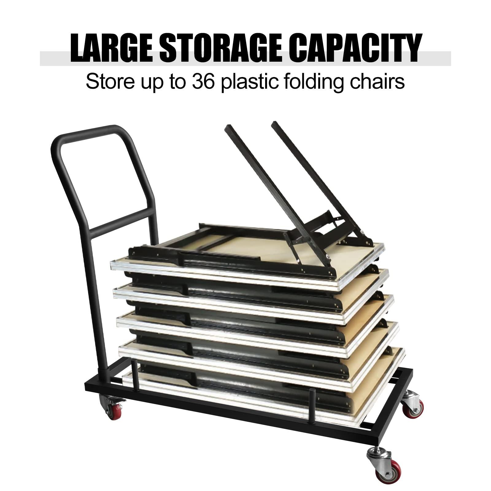 Hasopy Folding Chair Dolly for Folding Chairs with 2 Swivel Casters, L-Shaped Steel Folding Chair Racks for Restaurant & Home Kitchen, Foldable Chair Storage Cart Commercial - Image 3