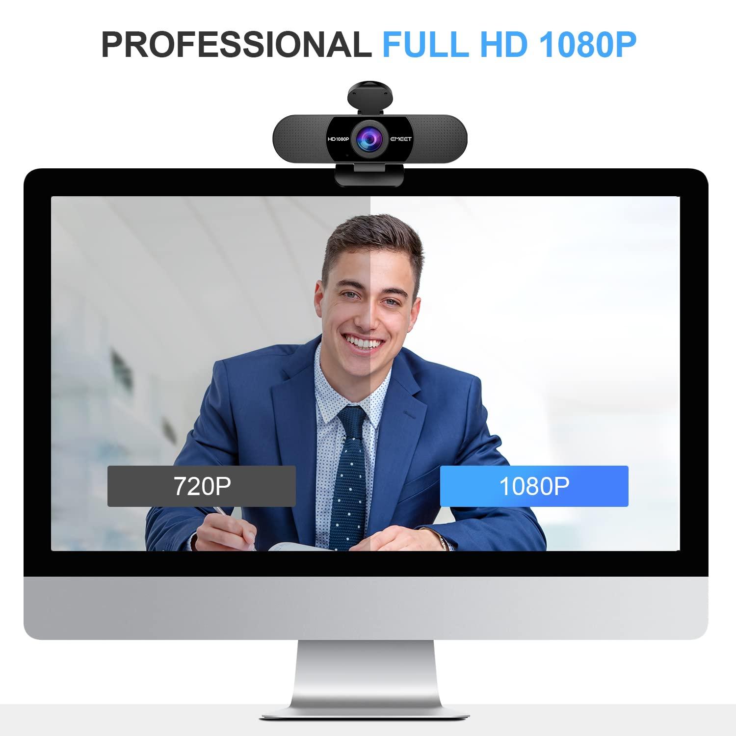EMEET 1080P Webcam with Microphone, C960 Web Camera, 2 Mics Streaming Webcam, 90°FOV Computer Camera, Plug and Play USB Web Cam for Online Calling/Conferencing, Zoom/Teams/Facetime/YouTube, Laptop/PC - Image 2