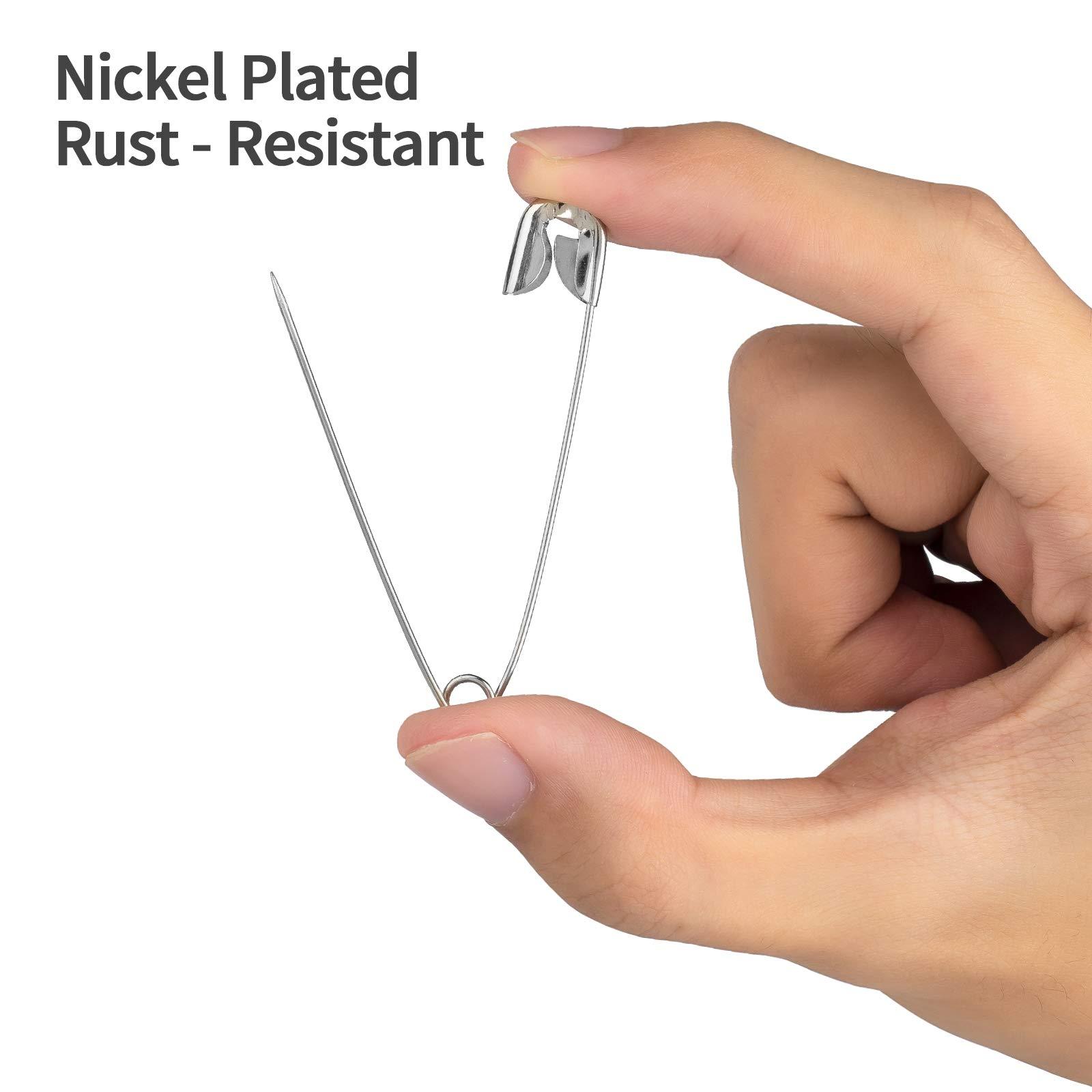 A+DAY Large Safety Pins 2.2 Inch (56mm), Size 4, 80-Count, Nickel Finish - Image 3