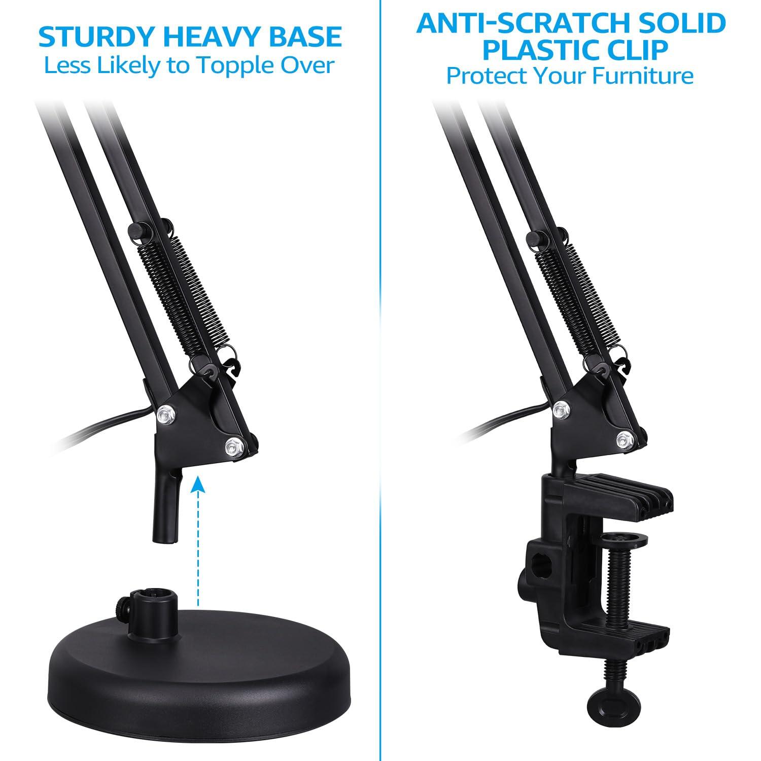 TORCHSTAR Metal Desk Lamp with Clamp, Swing Arm, Architect Adjustable Gooseneck Table Lamp, Clip Desk Lights for Home Office, Work, Study, Reading, E26 Base, Multi-Joint, Black - Image 2