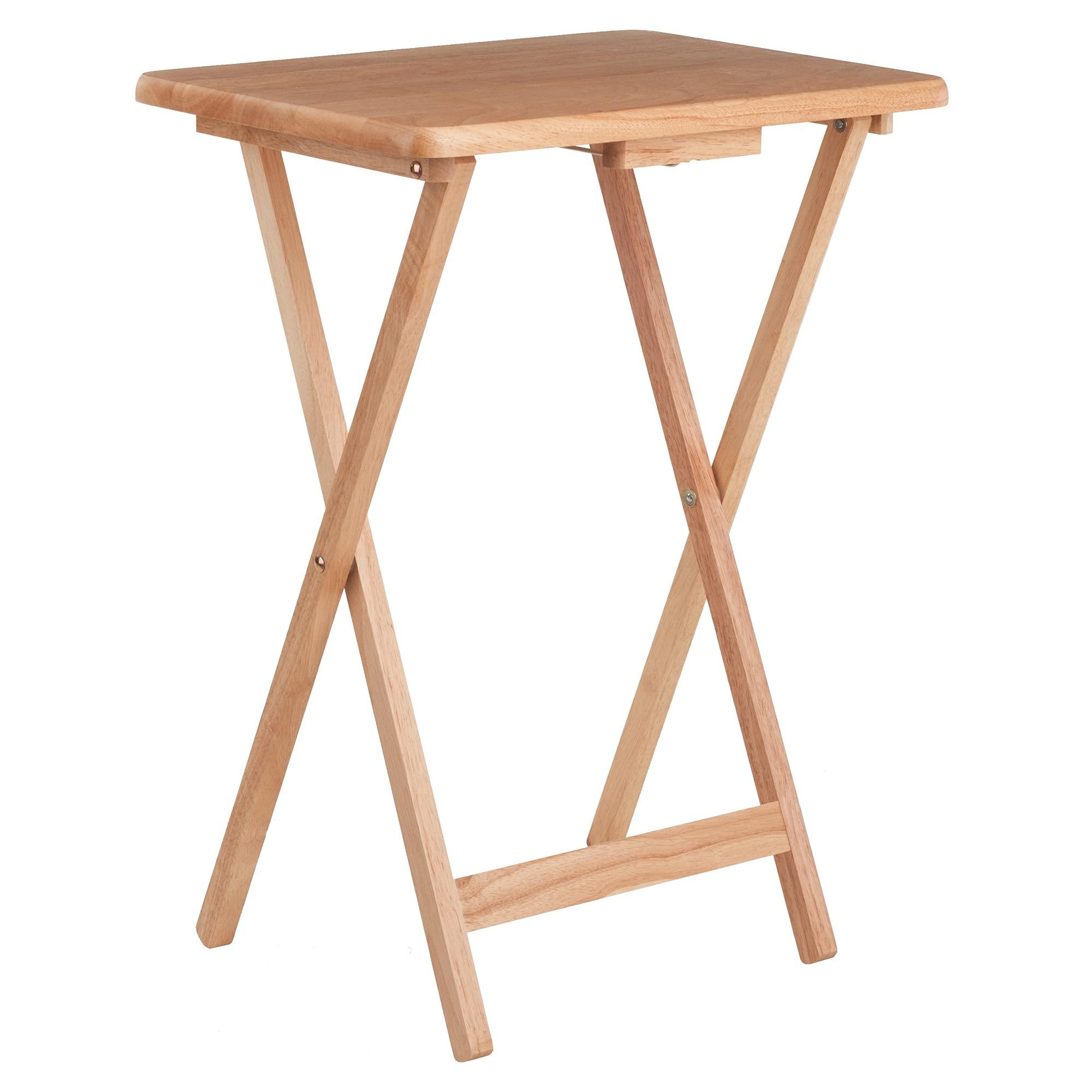 Winsome Alex Set of 2 Foldable Snack Tables, for Living Room, 26", Natural - Image 9