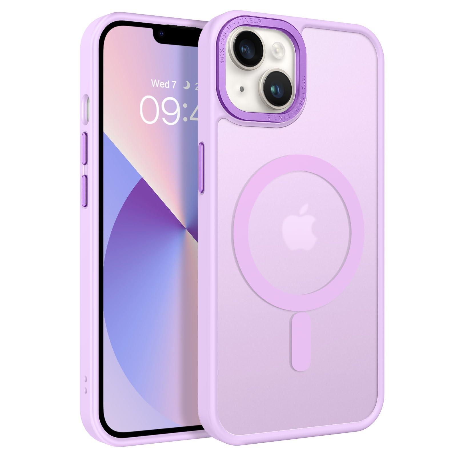 BENTOBEN Magnetic for iPhone 13 Case & iPhone 14 Case [Compatible with Magsafe] Translucent Matte Phone Case iPhone 13/14 Slim Shockproof Women Men Protective Cover for iPhone 13/14 6.1", Light Purple