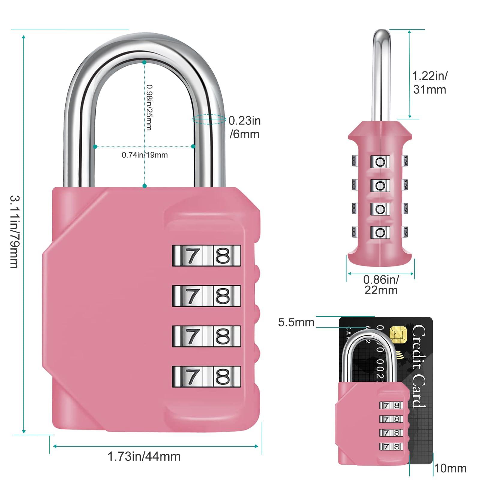 ZHEGE Combination Lock, 4 Digit Combination Padlock Outdoor, School Lock, Gym Locks (Pink) - Image 2
