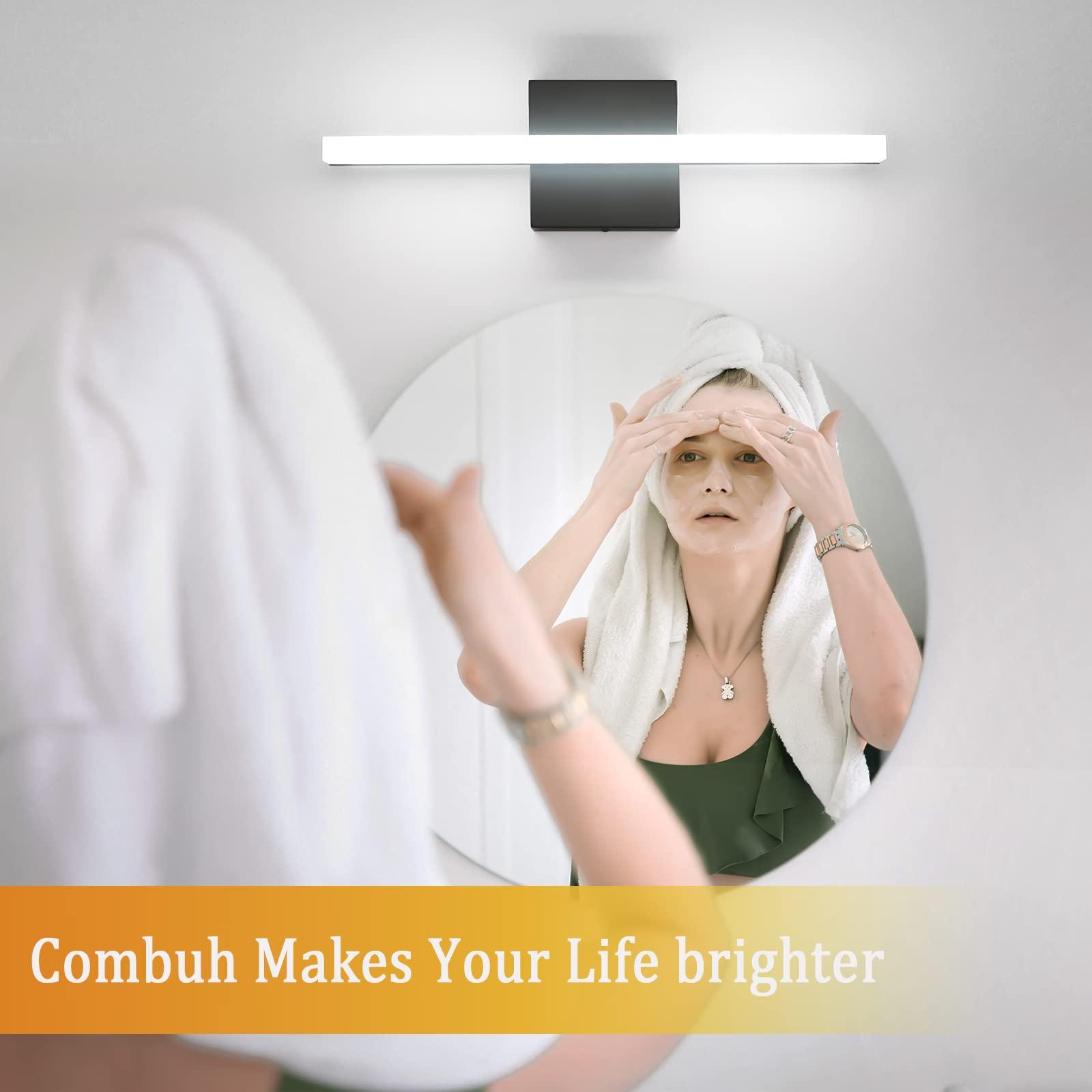 Combuh LED Bathroom Vanity Light Bar 16 Inch 9W Black IP44 Bathroom Light Fixtures Over Mirror Modern Bath Wall Lighting Fixture Sconce Indoor Cool White 6000K - Image 6