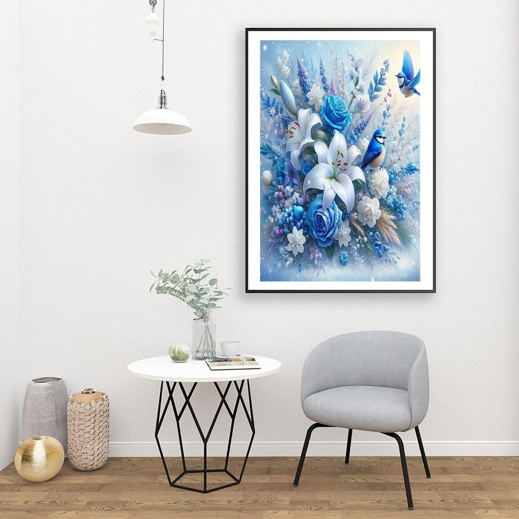wavaiov 5D Diamond Painting Kits for Adult, Birds Flower Diamond Art Kits for Beginners, DIY Full Drill Floral Diamond Dot Gem Art Kits for Home Decor 12 x 16 Inch - Image 2