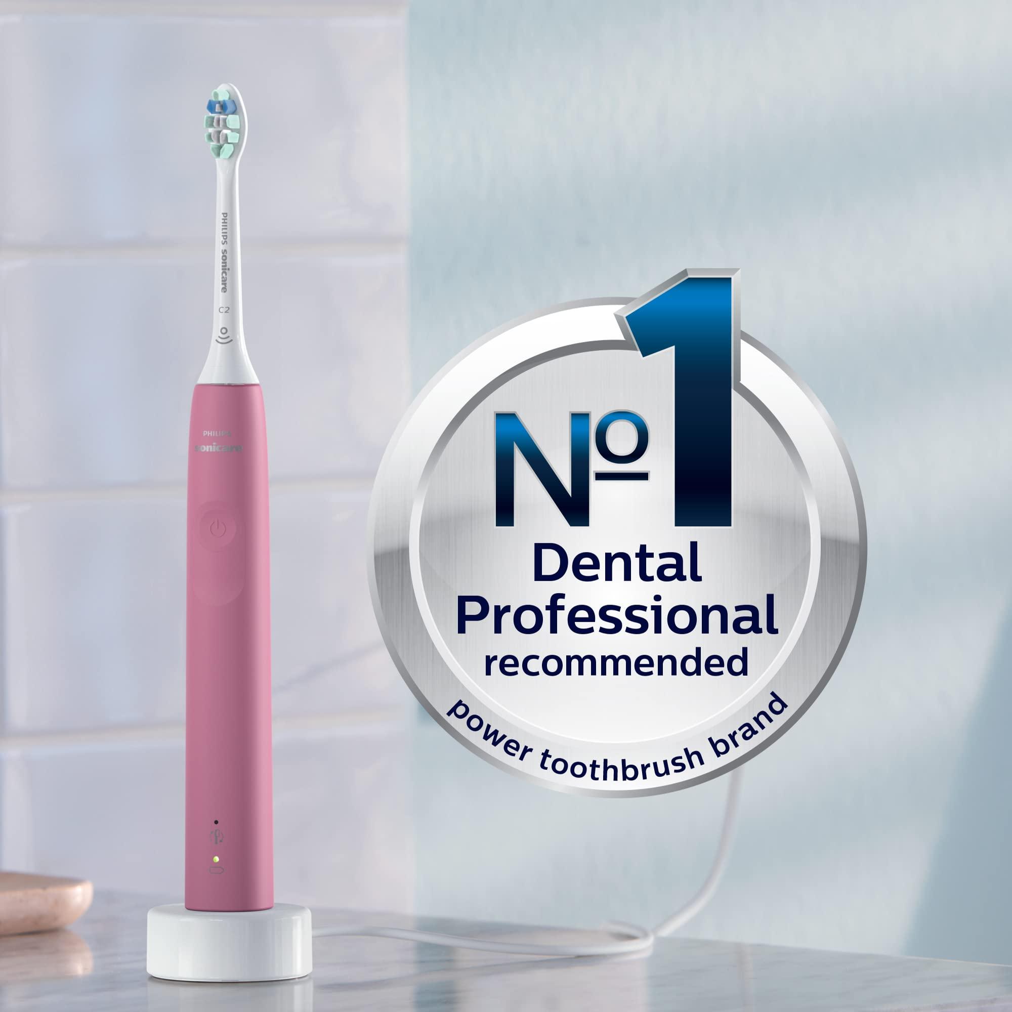 Philips Sonicare 4100 Rechargeable Electric Toothbrush, with Pressure Sensor, 2 Intensity Settings, SmarTimer and QuadPacer, 14-Day Battery Life, Deep Pink, Model HX3681/26 - Image 6