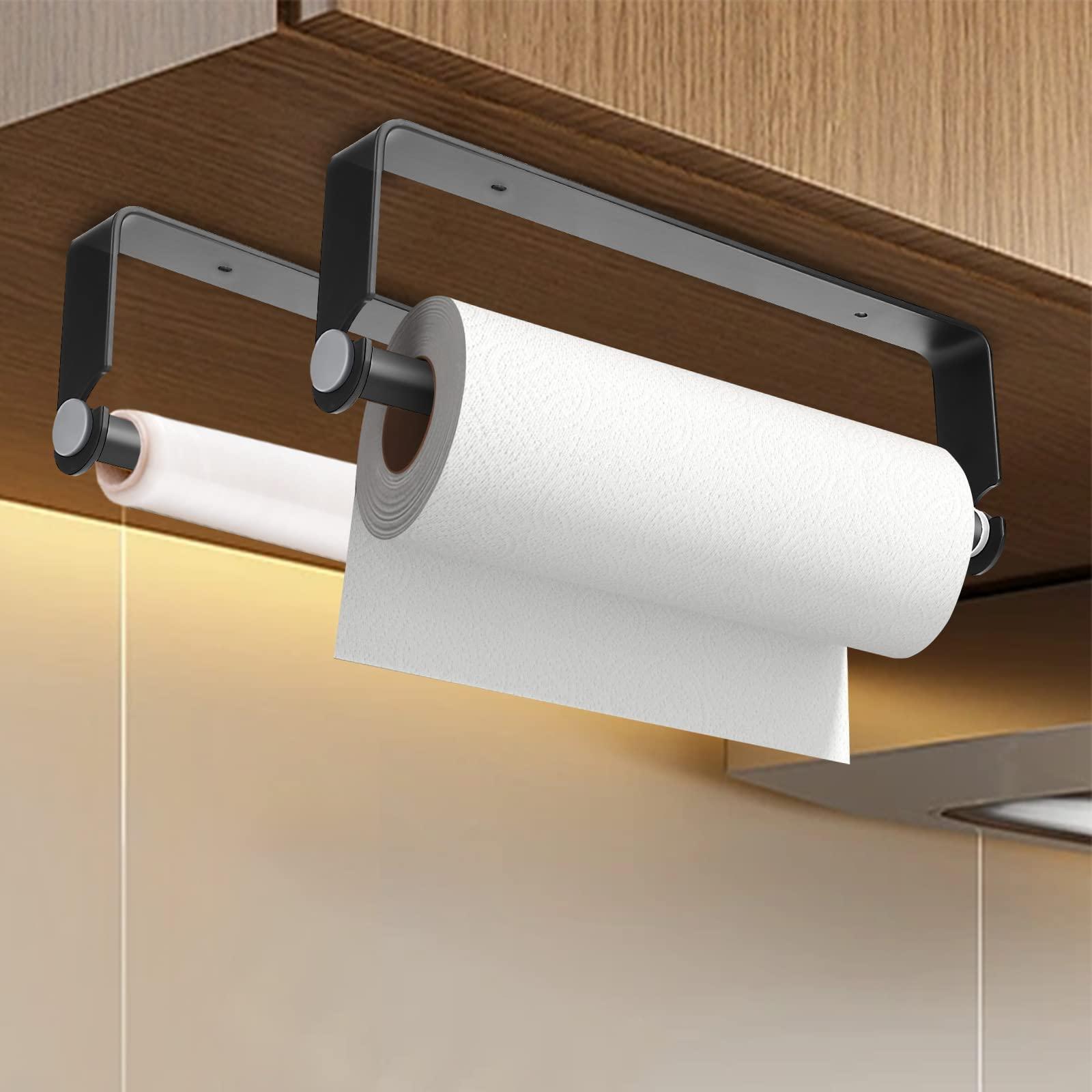 PEDORUBY Under Cabinet Paper Towel Holder, Adhesive or Drill Mount Paper Towel Holder, Wall Mount Paper Towel Holders for Kitchen or Bathroom (Black) - Image 5