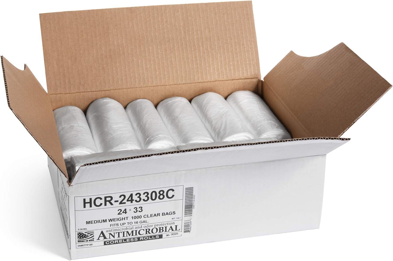 Aluf Plastics High Density Trash Bags, 16 Gallon, 1000 Count, 8 Micron (eq), 24" x 33", Clear, for Bathroom, Office, Industrial, Commercial, Janitorial, Municipal, Recycling - Image 2