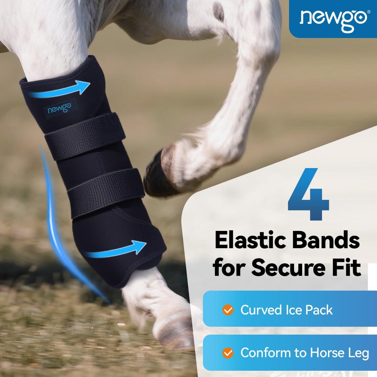 NEWGO Horse Ice Pack Reusable Horse Leg Wrap for Injury, Cooling Horse Knee Wrap Full Coverage Leg Ice Boot Cold Pack 2 Wrap with 4 Gel Packs for Knee, Legs, Boots, and Hooves - Image 3