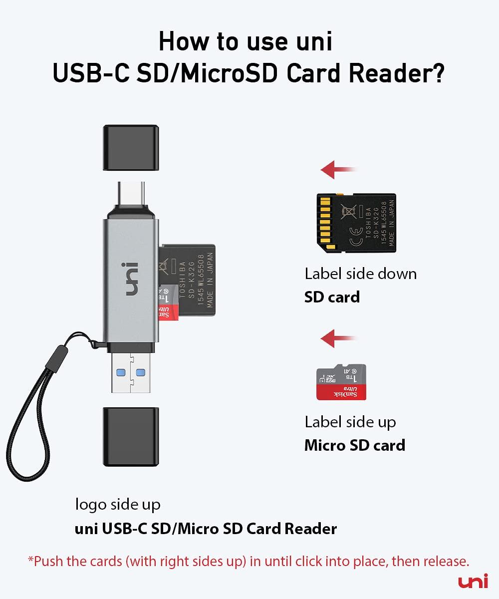 uni SD Card Reader, High-Speed USB C to Micro SD Card Adapter USB 3.0 Dual Slots, Memory Card Reader for SD/Micro SD/SDHC/SDXC/MMC, Compatible with MacBook Pro/Air, Chromebook, Android Galaxy - Image 8