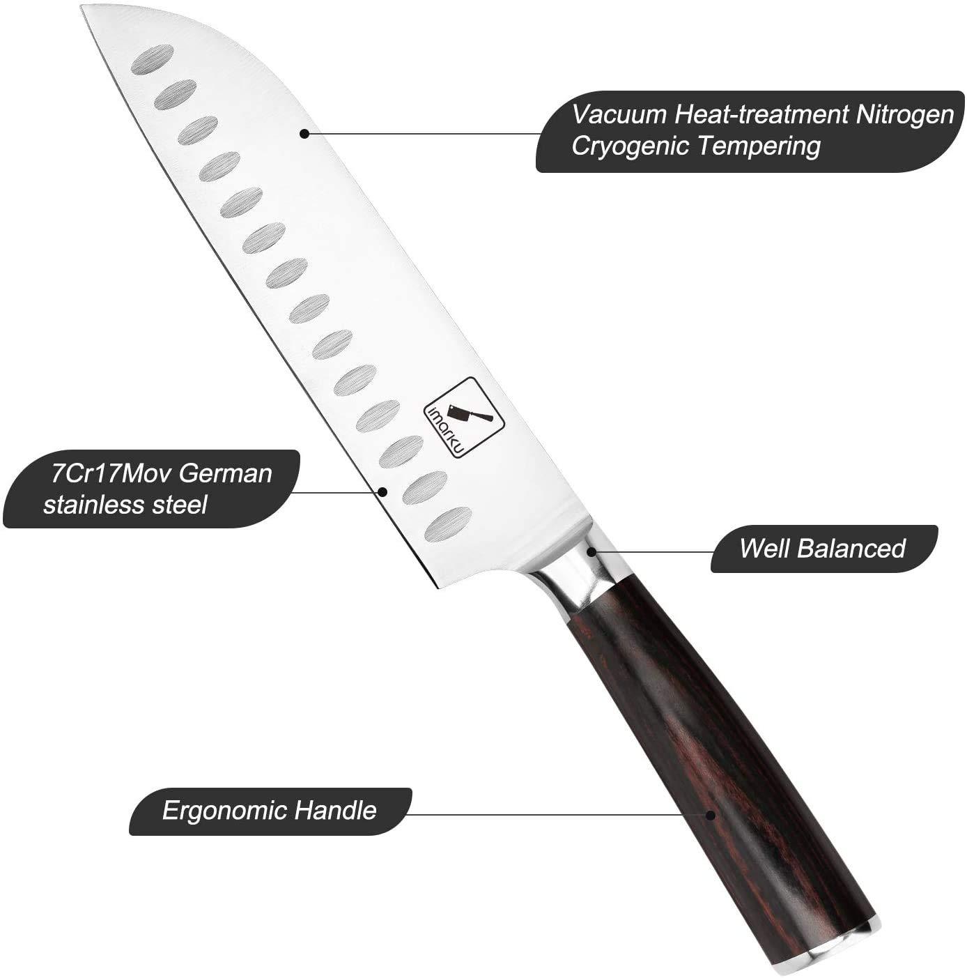 imarku Chef Knife 7 Inch Kitchen Knife Ultra Sharp Santoku Knife - 7Cr17Mov Japanese Chefs Knife, Kitchen Gadgets 2025, Apartment Essentials, Birthday Gifts for Him Her, Best Gifts for Women Men - Image 4