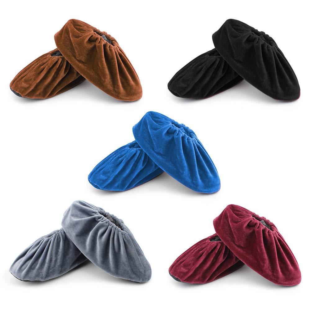 FOCCTS 5 Pairs Reusable Non Slip Shoe Covers, Washable and Reusable Shoe and Boot Covers for Indoors and Households, Dust-Free, Keep The Floor Clean(5 Colors)