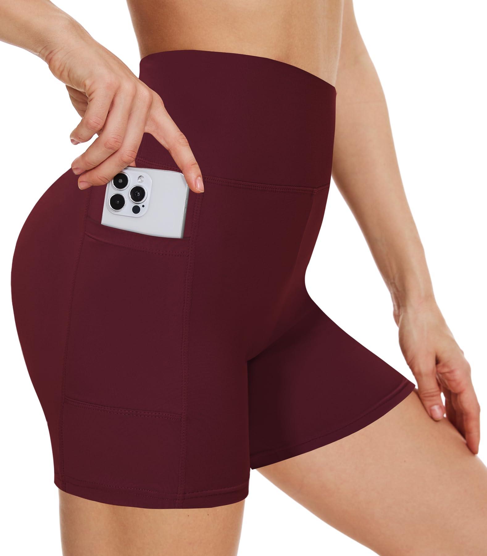 Diu Life High Waisted Biker Shorts Women with Pockets - 5" Tummy Control Spandex Gym Workout Running Yoga Shorts