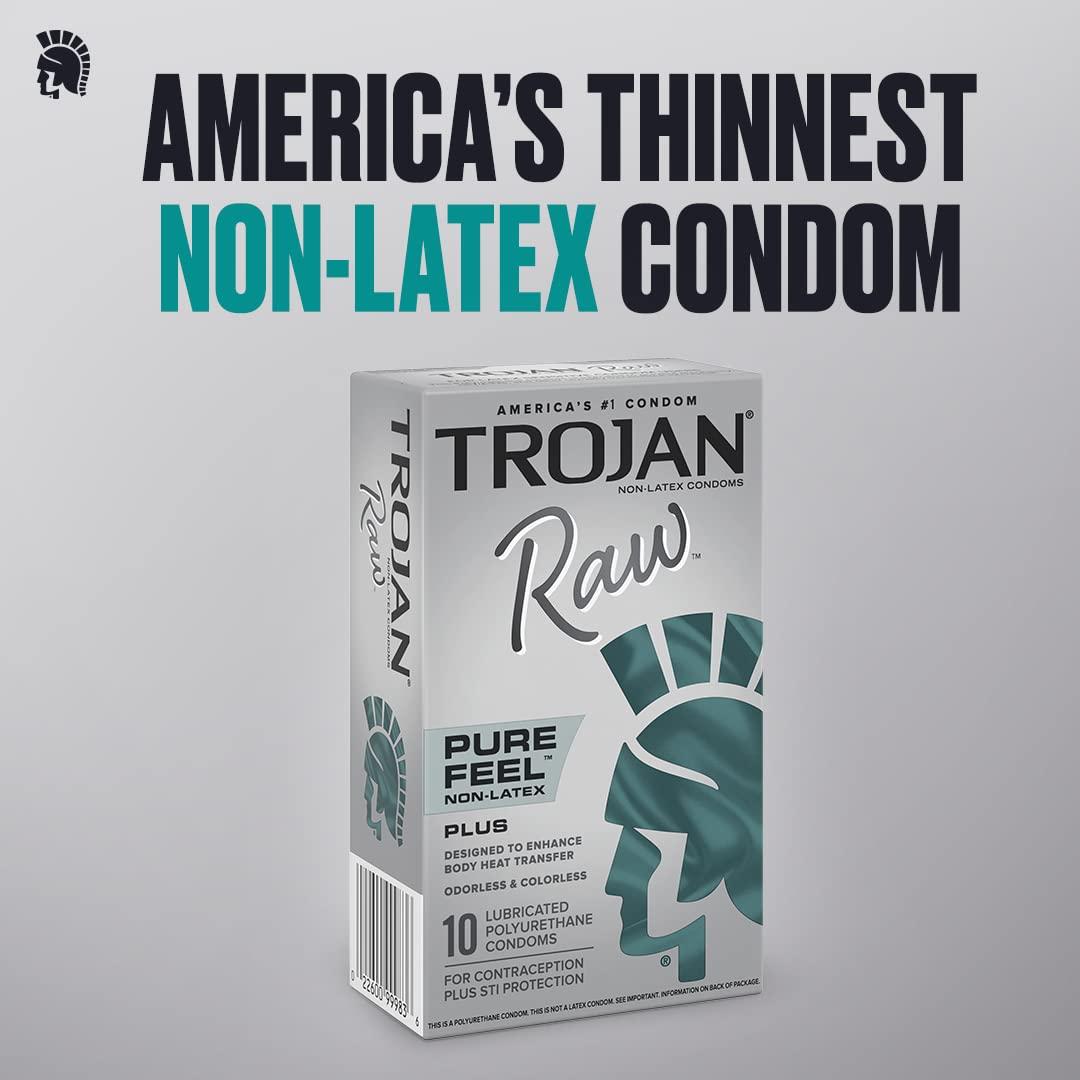 Trojan Raw Non-Latex Lubricated Pure Feel Condoms, 10ct - Image 2