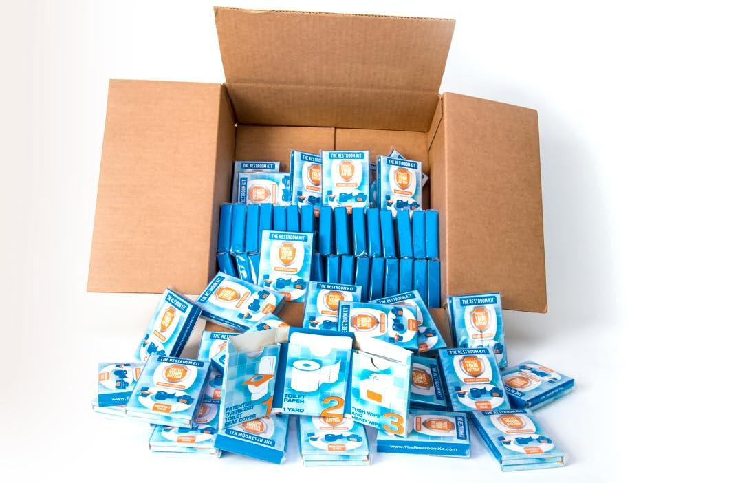 The Restroom Kit Great for Travel (60-Pack) Portable Disposable Oversized Toilet Seat Cover, 3ft 3Ply Toilet Paper, Hand & Flushable Tush Wipe.