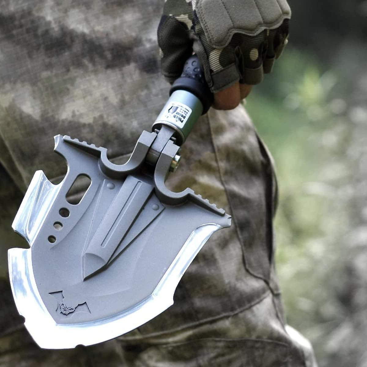 Zune Lotoo Survival Shovel Multitool 28 in 1 Luxury Kit, Tactical Camping Folding Shovel, Unbreakable Martensitic Steel Adjustable 7 Angles 24-35.4'' Length, Compact Gear for Outdoor Hiking Emergency - Image 2