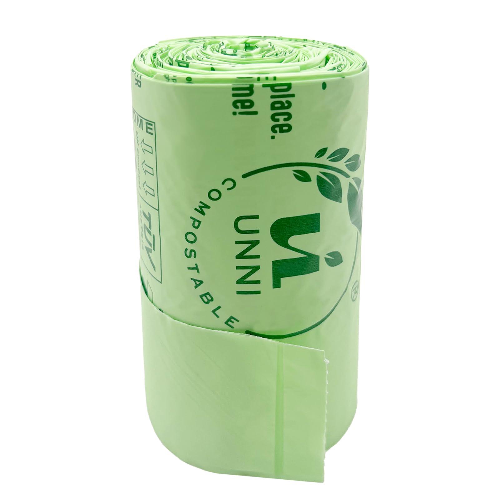 UNNI Compostable T-Shirt Bags with Handle-Tie, 8 Gallon, 30 Liter, 30 Count, 0.8 Mil, Medium Kitchen Food Scrap Waste Bags, ASTM D6400, US BPI, CMA and OK compost HOME Certified, San Francisco - Image 5