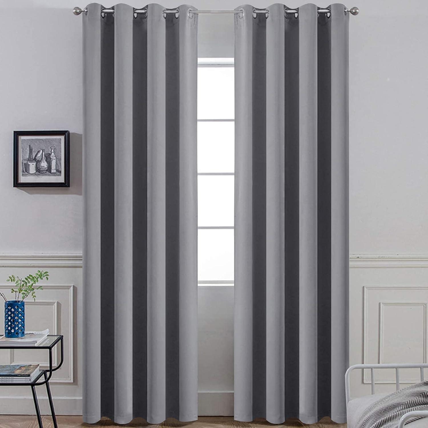 Yakamok Room Darkening Gray Blackout Curtains, Light Blocking Thermal Insulated Grommet Drapes for Bedroom Living Room, 52W x 84L, Grey Curtains, 2 Panels, 2 Tie Backs Included - Image 3