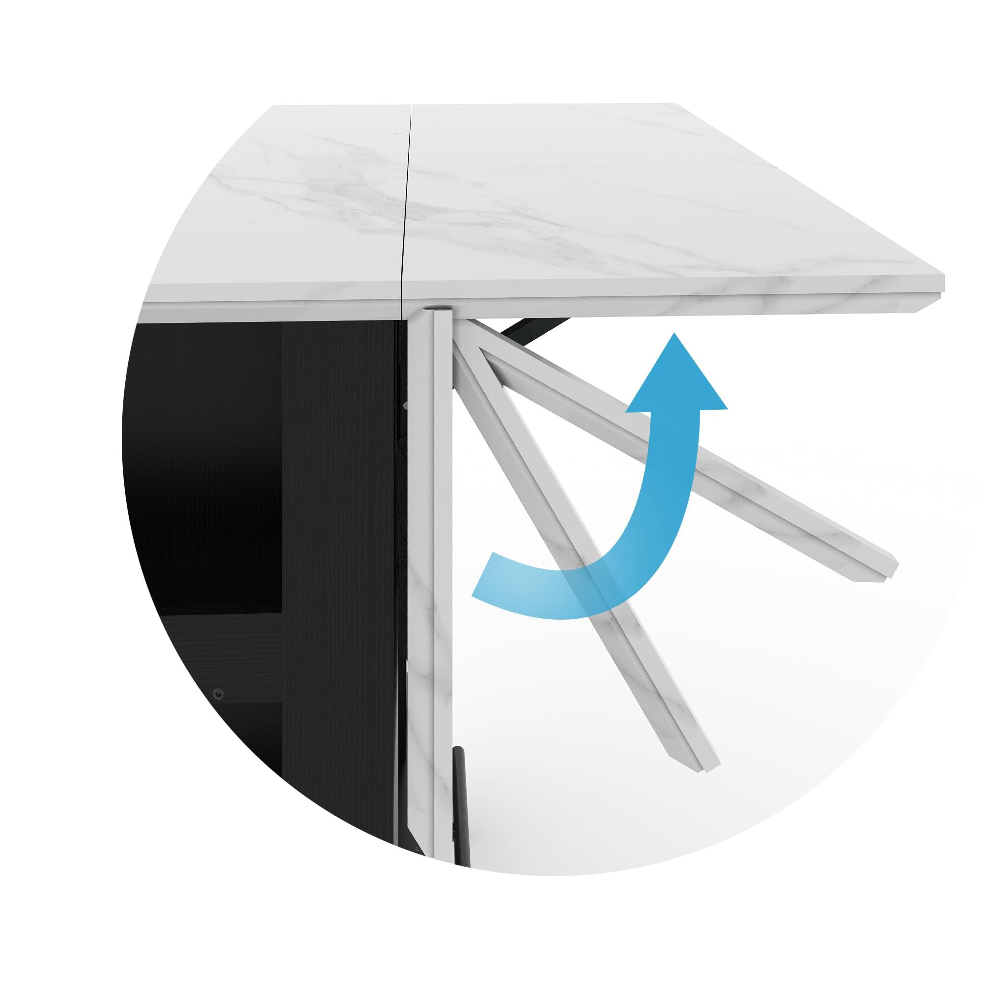 FUSUNBAO Large Kitchen Island with Storage & Power Outlet, Drawer, Adjustable Shelves, Side Open Compartments, and Drop Leaf,Island Table for Kitchen with Footrest,Black - Image 4
