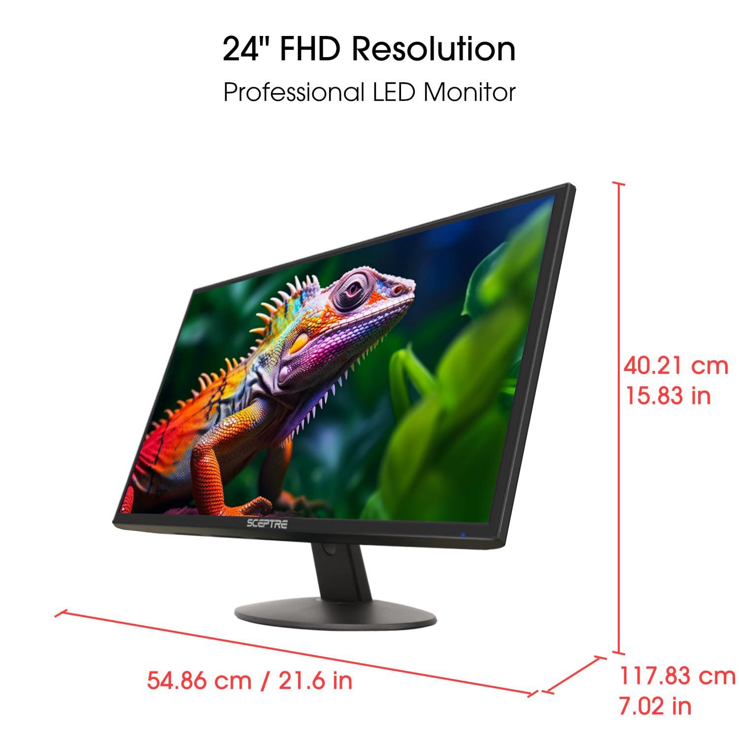 Sceptre 24-inch Professional Thin 1080p LED Monitor 99% sRGB 2x HDMI VGA Build-in Speakers, Machine Black (E248W-19203R Series) - Image 2