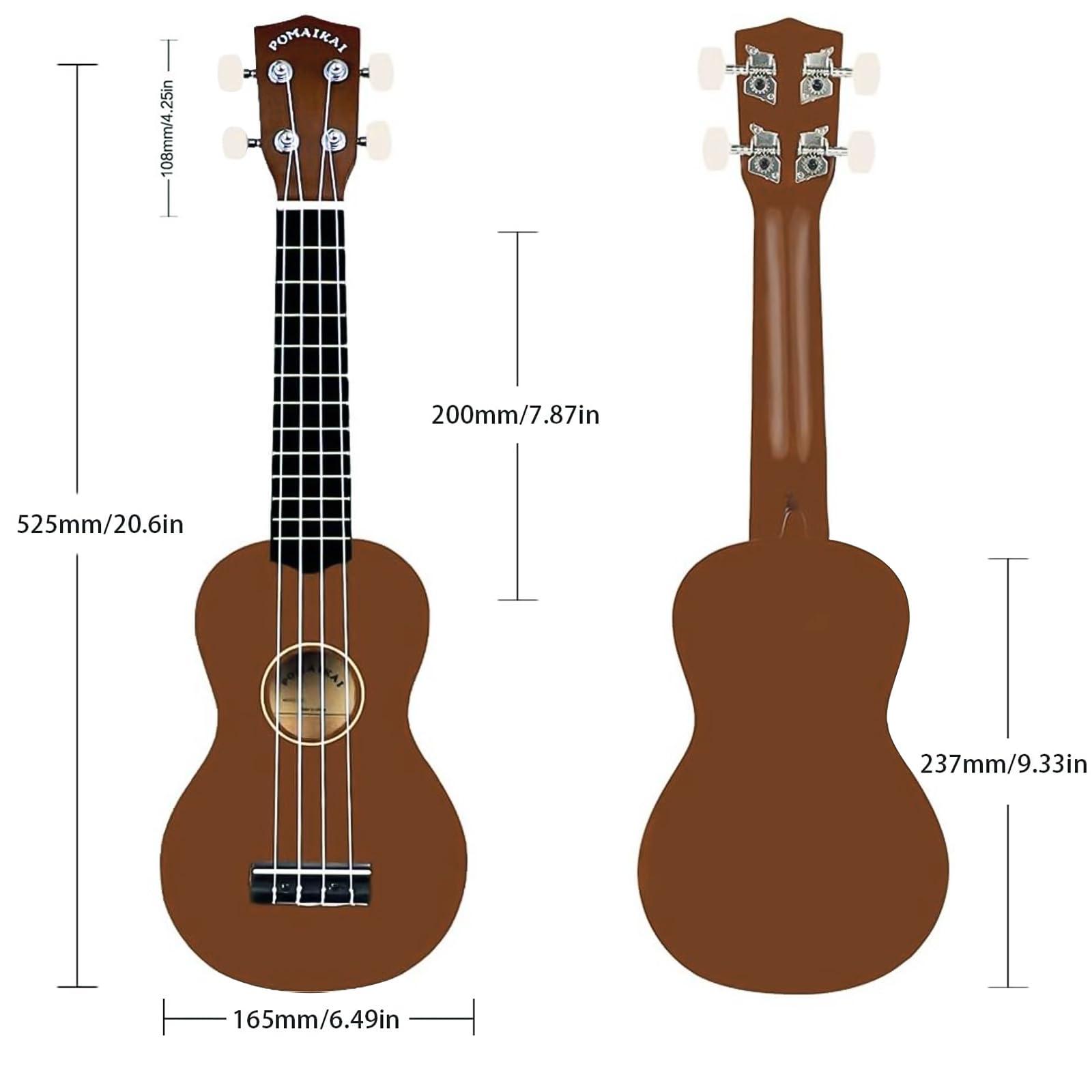POMAIKAI Soprano Wood Ukulele Starter Ukelele Hawaii Guitar 21 Inch for Beginners and Students(Brown) - Image 5