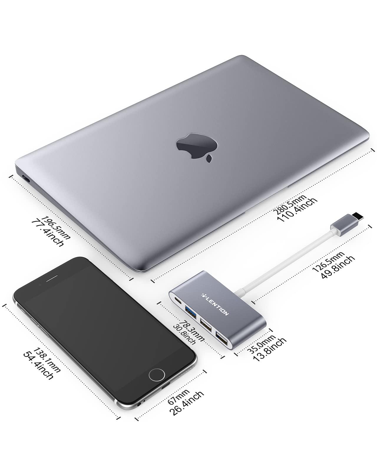 LENTION 4-in-1 USB-C Hub with Type C, USB 3.0, USB 2.0 for 2024-2016 MacBook Pro (M1-M4), iPhone 16-15 New Mac Air/Surface, ChromeBook, More, Multiport Charging & Connecting Adapter (C13, Space Gray) - Image 5