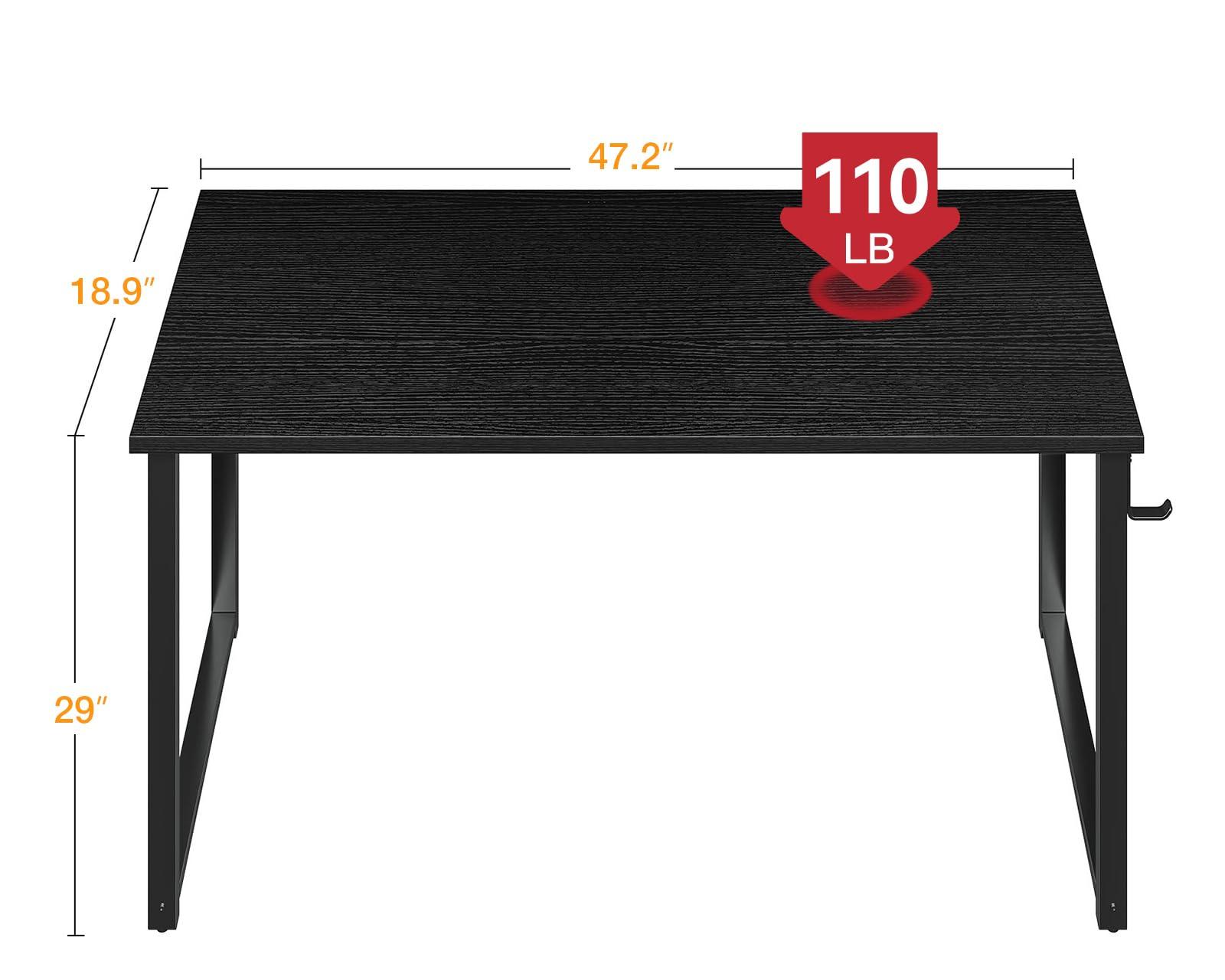 ODK 48 Inches Computer Desk for Home Office, Office Table for Small Spaces, Writing Desk with Headphone Hooks, Black - Image 3