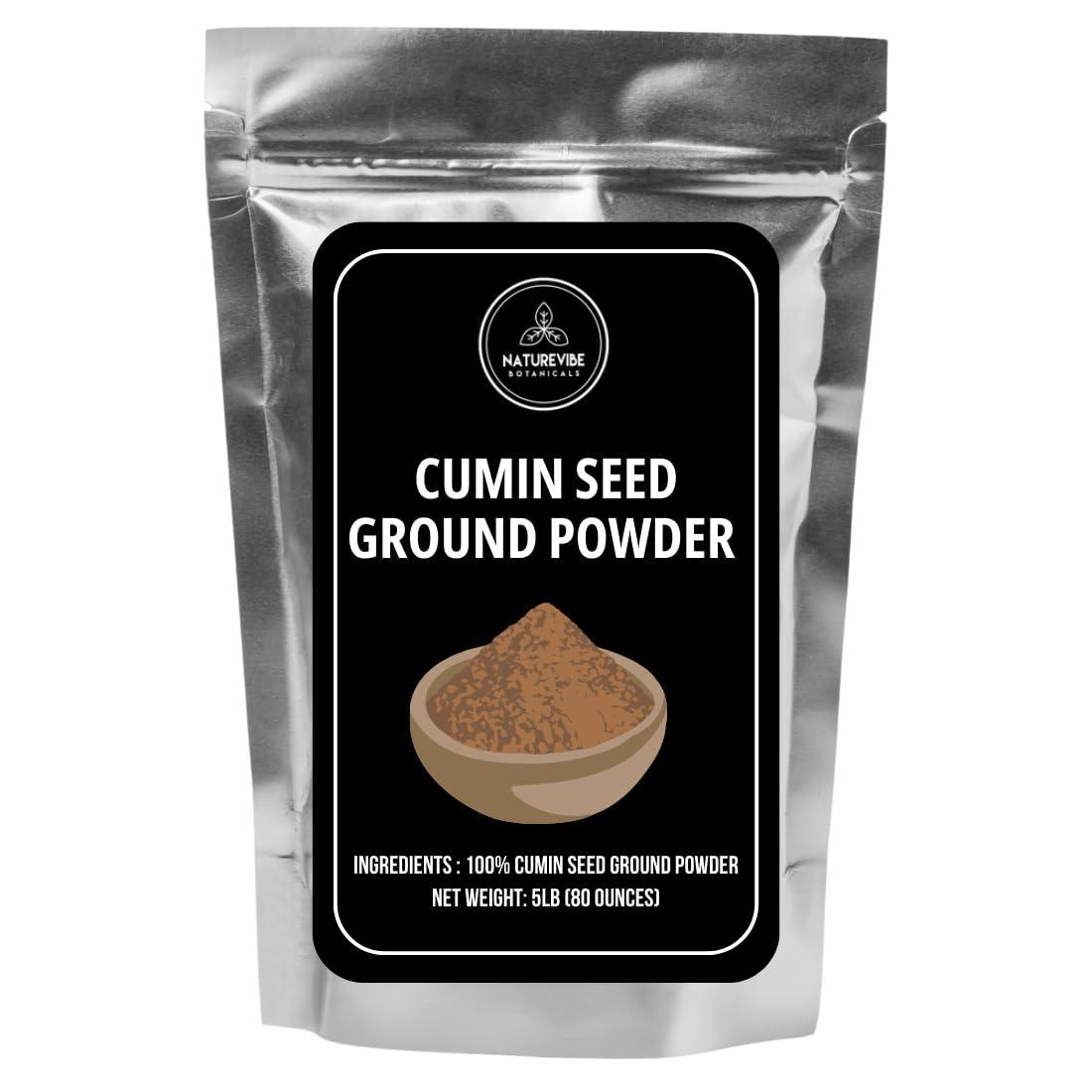 Cumin Seed Powder by Naturevibe botanicals, 5lb (Cuminum cyminum L.) | Premium and Raw Cumin Ground | Adds Flavor and Taste (80 Ounces) [Packaging May Vary]