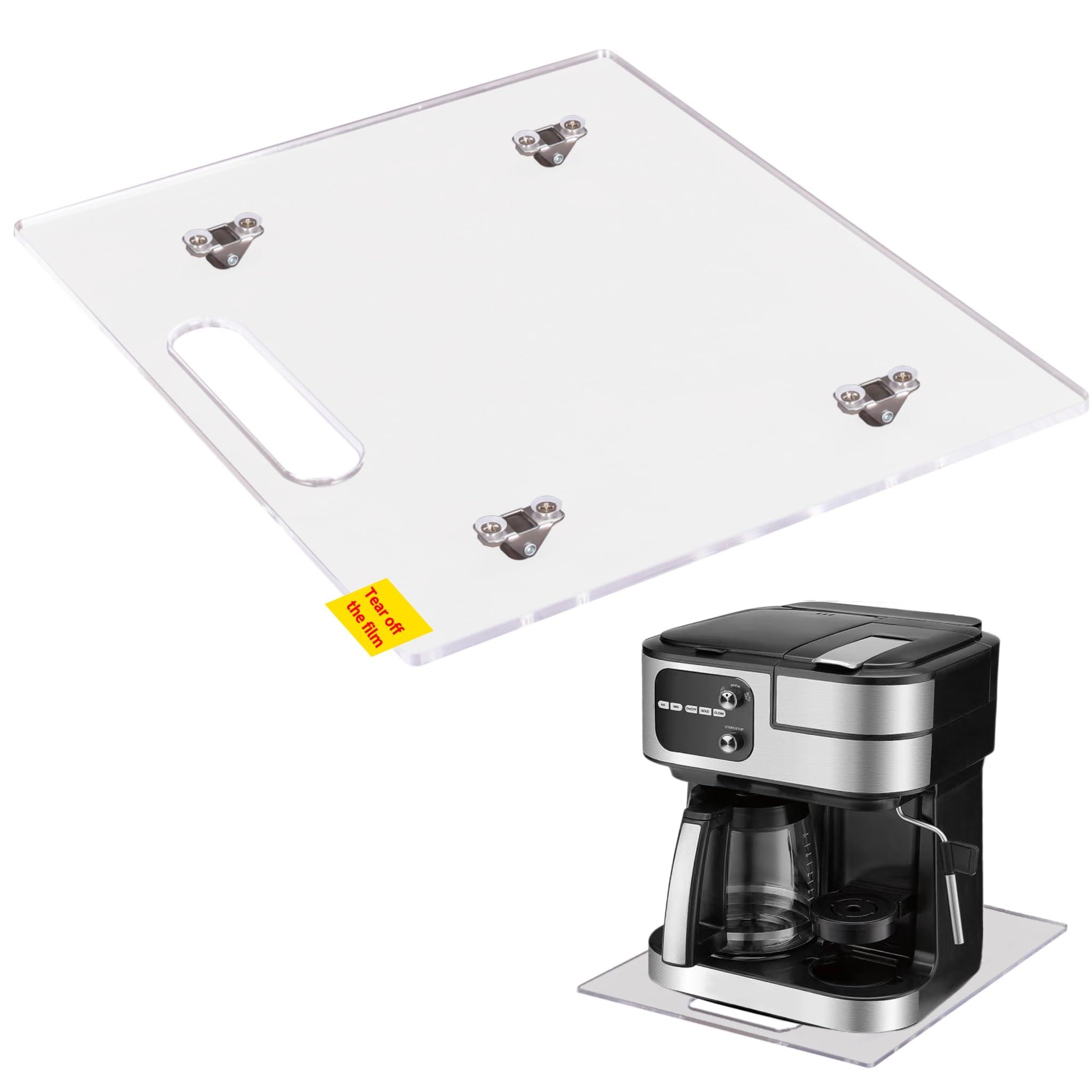 Mostshells Appliance Sliders for Kitchen Appliances, Sliding Tray for Coffee Maker, Coffee Pot Slider Tray with Rubber Rolling Wheels for Heavy Kitchen Appliances like Blender (colorless, 13"D x 14"W)