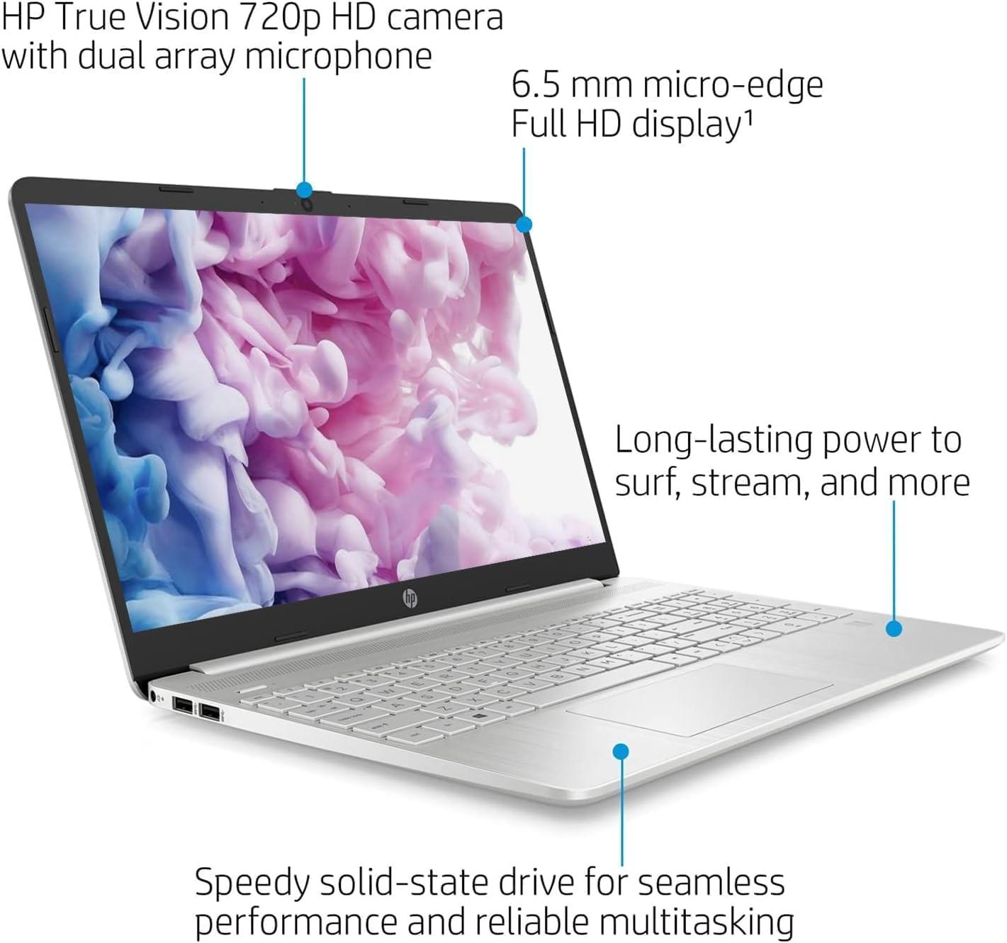 HP Laptop, 15.6 inch Business & Student Laptop Computer, Windows 11 Home Laptop with Microsoft Office Lifetime License, Intel Core i5-1135G7 Processor, 36GB RAM 1TB SSD, Plusera Earphone, Silver - Image 3