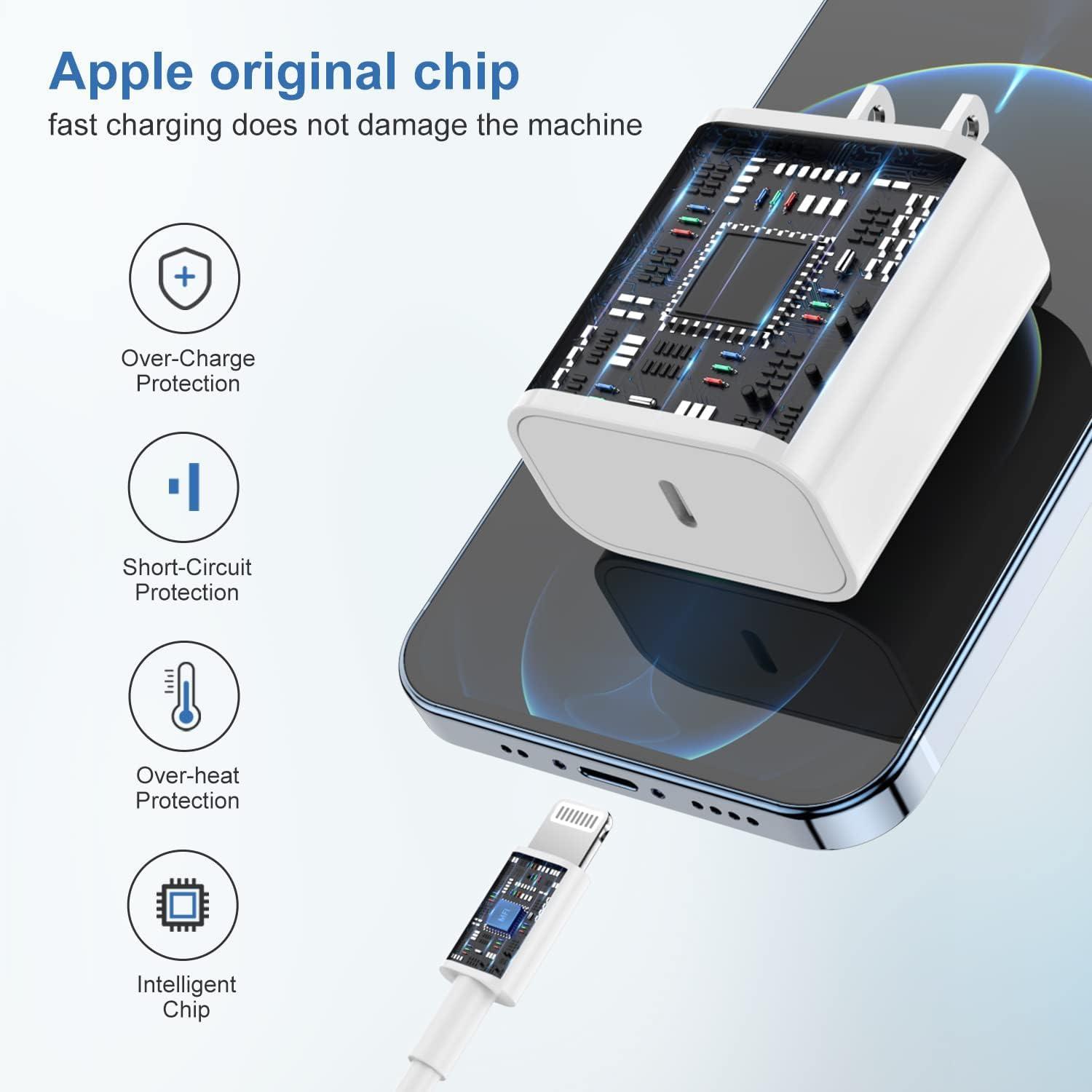 iPhone Charger Block, Wall Charging Plug with Long USB C to Lightning Cable Cord 6ft Charger Type C Fast Charging Power Adapter Cube Brick Box for Apple iPhone 14 Pro Max/14 Pro/13/13 Pro/12 Mini/11 - Image 3
