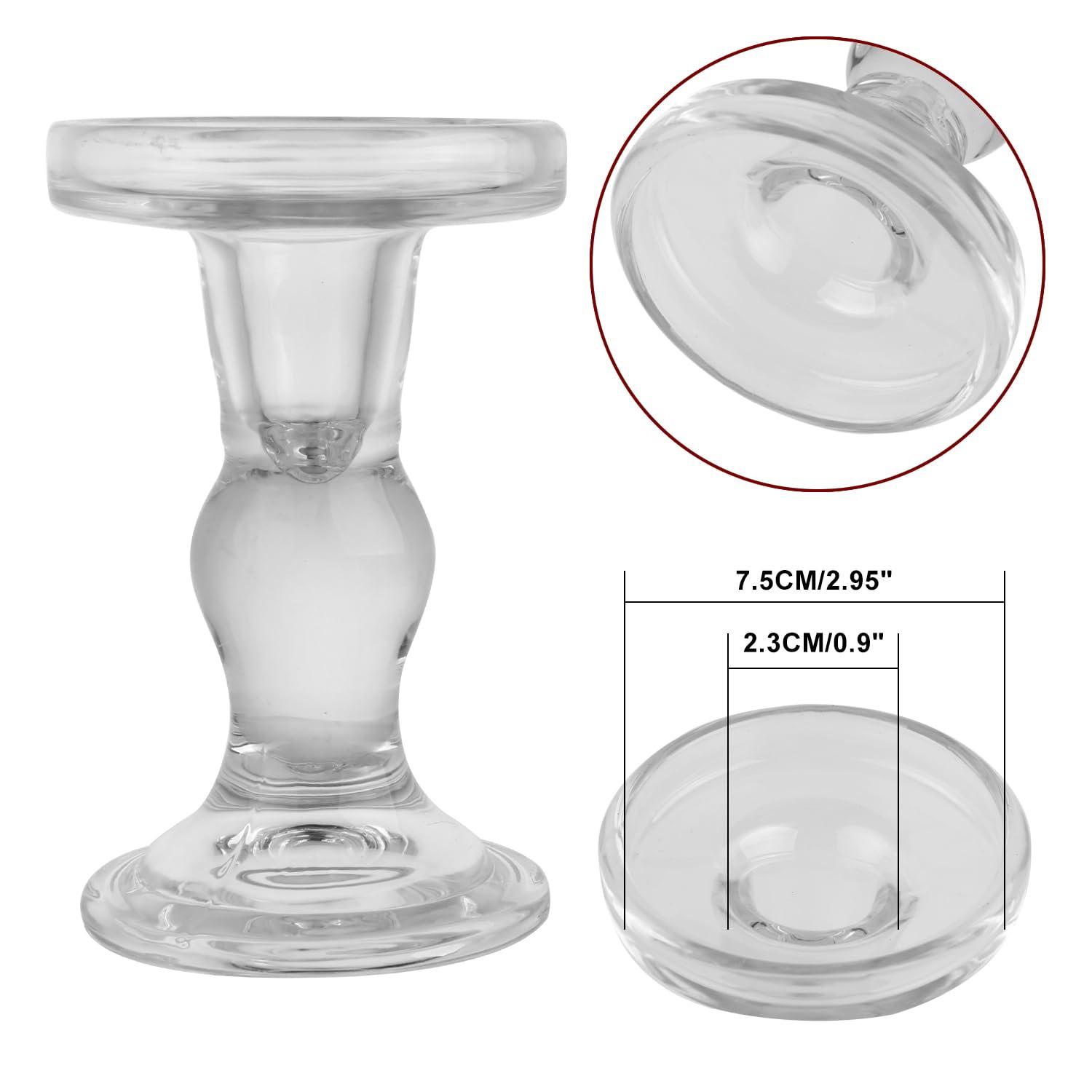 BTGLLAS 6-Piece Set of Glass Candlestick, Crystal Candlestick Holder Holder and Conical Candle, Christmas Candle Holder Decoration, Family Living Room Wedding Candle Holder (Clear 2sets) - Image 5