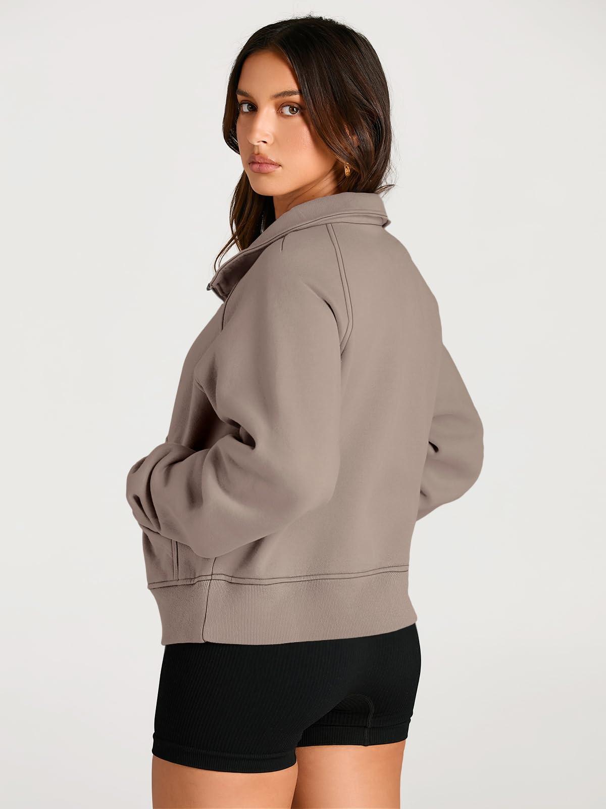 AUTOMET Womens Sweatshirts Half Zip Cropped Pullover Fleece Quarter Zipper Hoodies 2025 Fall Fashion Outfits Clothes - Image 5