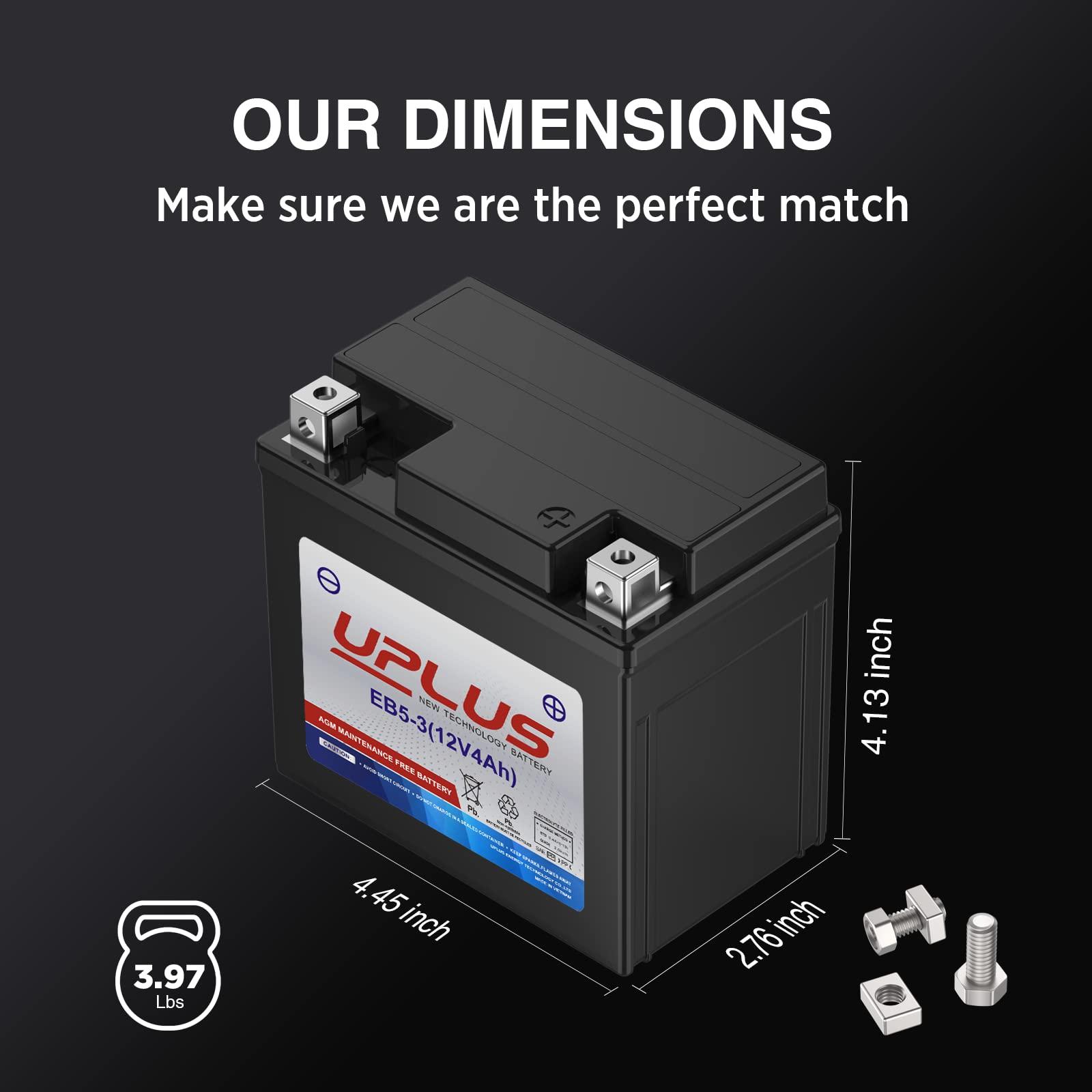 UPLUS YTX5L-BS ATV Motorcycle Battery, EB5-3 Maintenance Free 12V 4Ah SLA Batteries Scooter AGM Battery, Replacement for GTX5L-BS, ETX5L-BS, CTX5L-BS, BTX5L-BS, PTX5L-BS, AGM12-5, YTZ5S-BS - Image 6